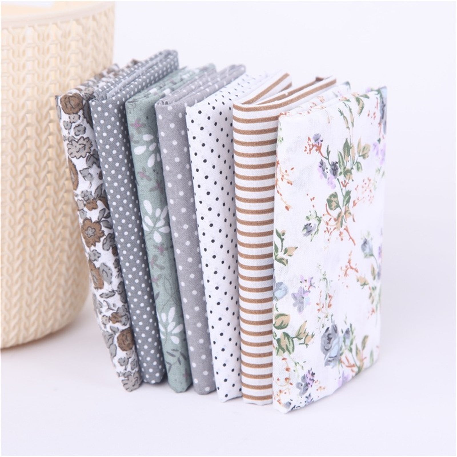 Tdoenbutw clearance Cotton Crafts Fabric Bundle Patchwork Squares Quilting Sewing Patchwork DIY 7PCS 7PC DIY Fabric fall fabric squares clearance sale Z-White - Image 1