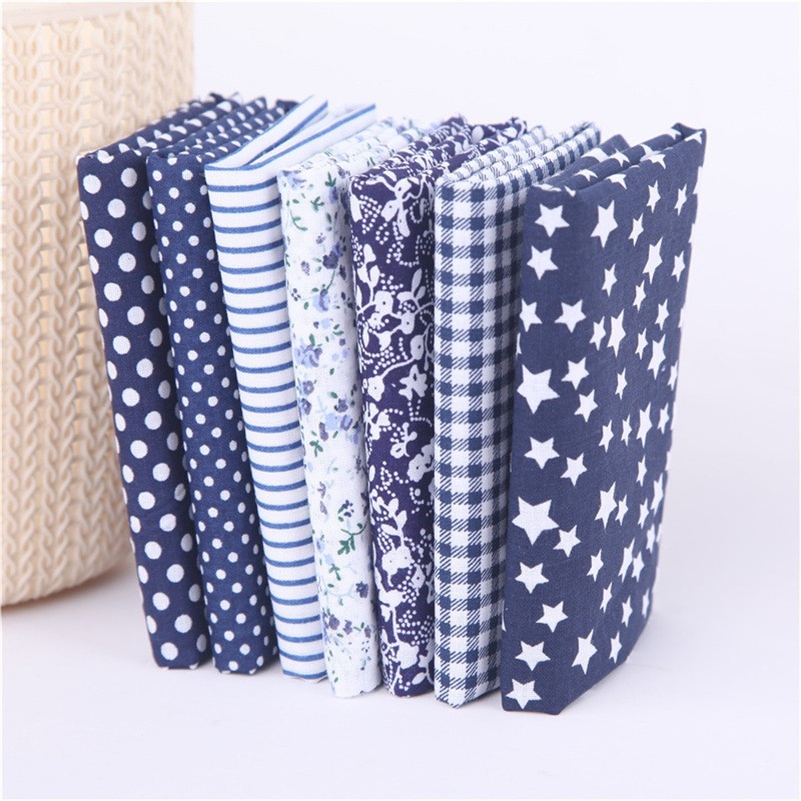 Tdoenbutw clearance Cotton Crafts Fabric Bundle Patchwork Squares Quilting Sewing Patchwork DIY 7PCS 7PC DIY Fabric fall fabric squares clearance sale Z-blue1 - Image 1