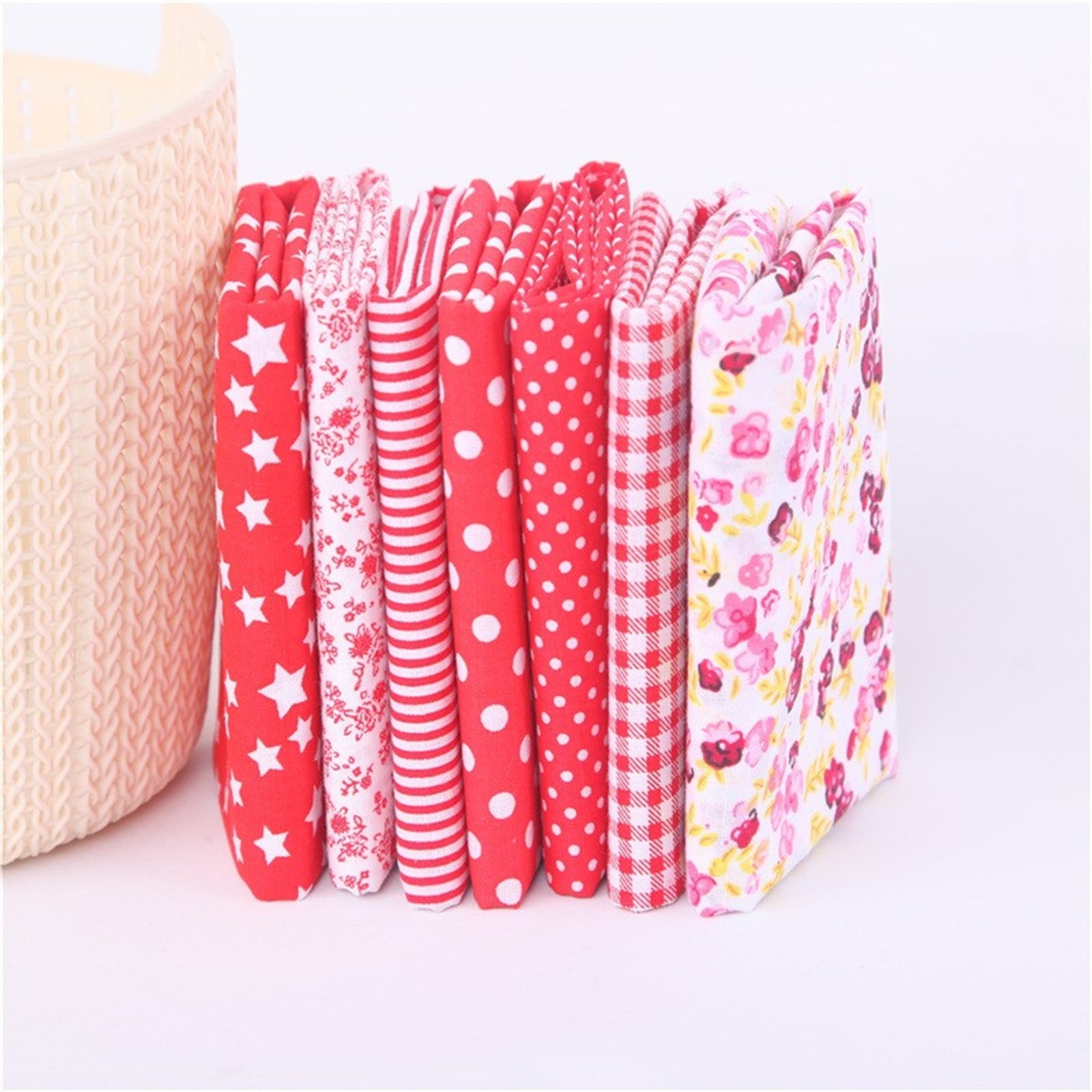 Tdoenbutw clearance Cotton Crafts Fabric Bundle Patchwork Squares Quilting Sewing Patchwork DIY 7PCS 7PC DIY Fabric fall fabric squares clearance sale Z-red1 - Image 1