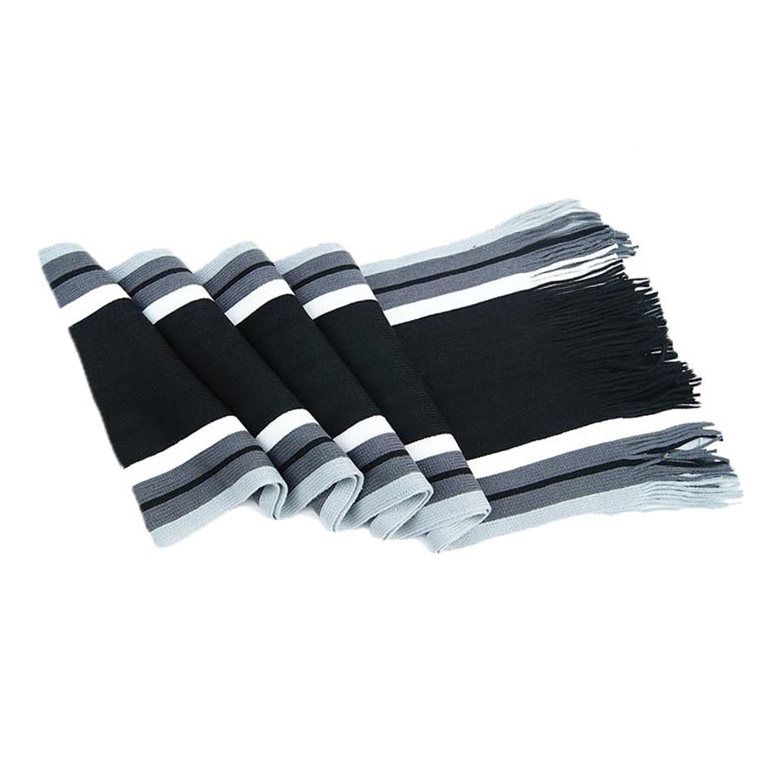 Men's Winter Scarf - Classic Striped Tassel Edge Soft Warm Scarf, Woolen Yarn Knitted Scarf Coffee - Image 3