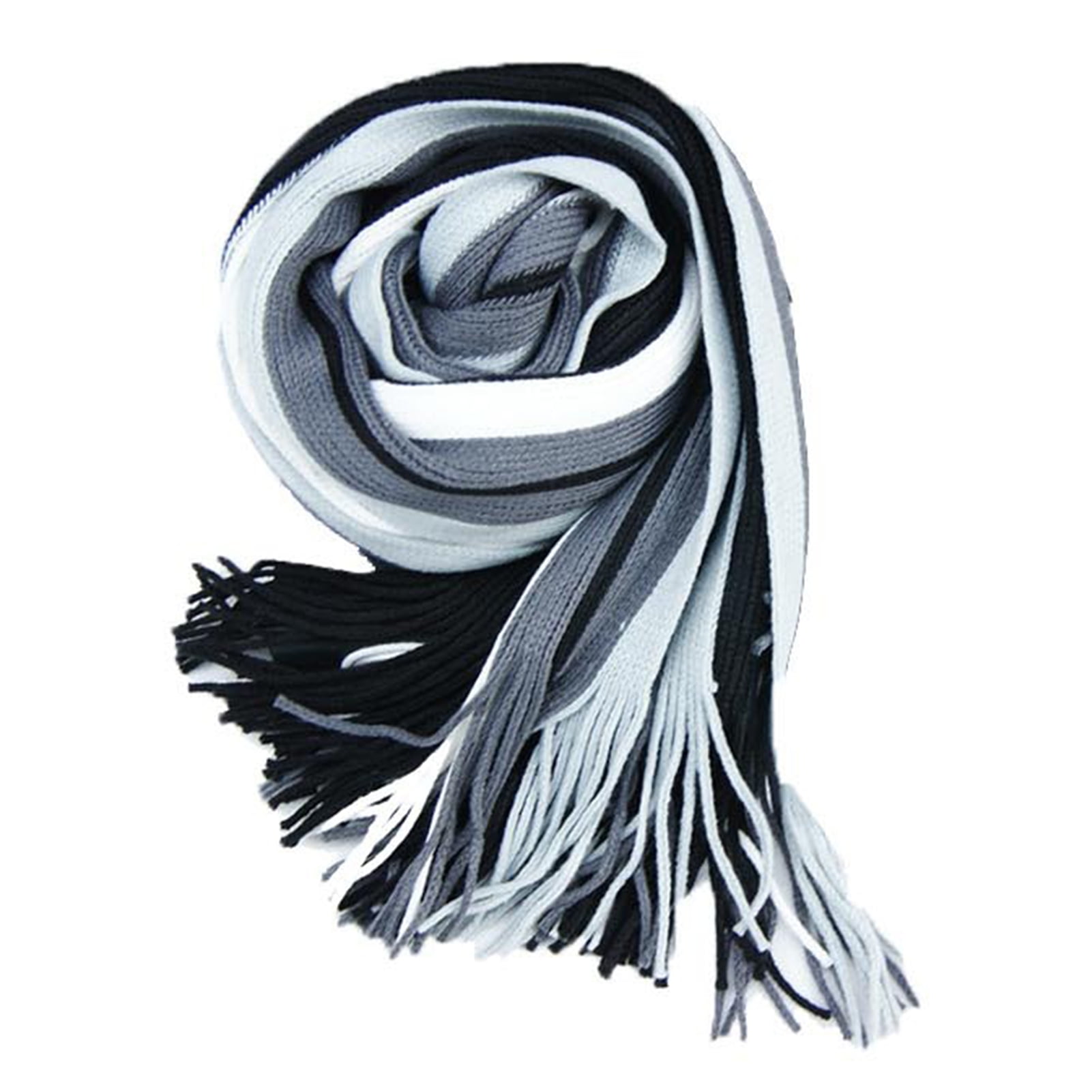 Men's Winter Scarf - Classic Striped Tassel Edge Soft Warm Scarf, Woolen Yarn Knitted Scarf Dark Gray - Image 4