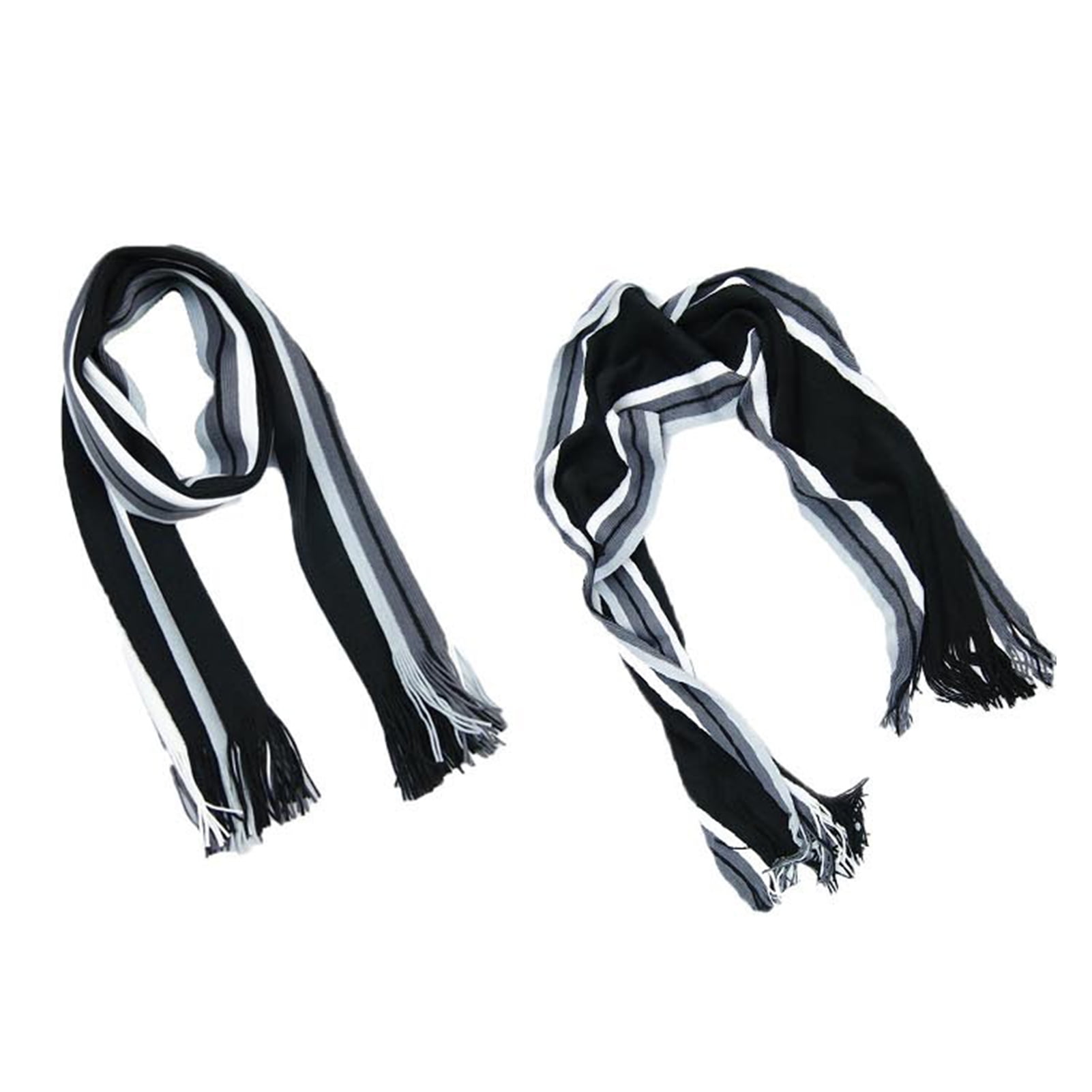 Men's Winter Scarf - Classic Striped Tassel Edge Soft Warm Scarf, Woolen Yarn Knitted Scarf Grey - Image 5