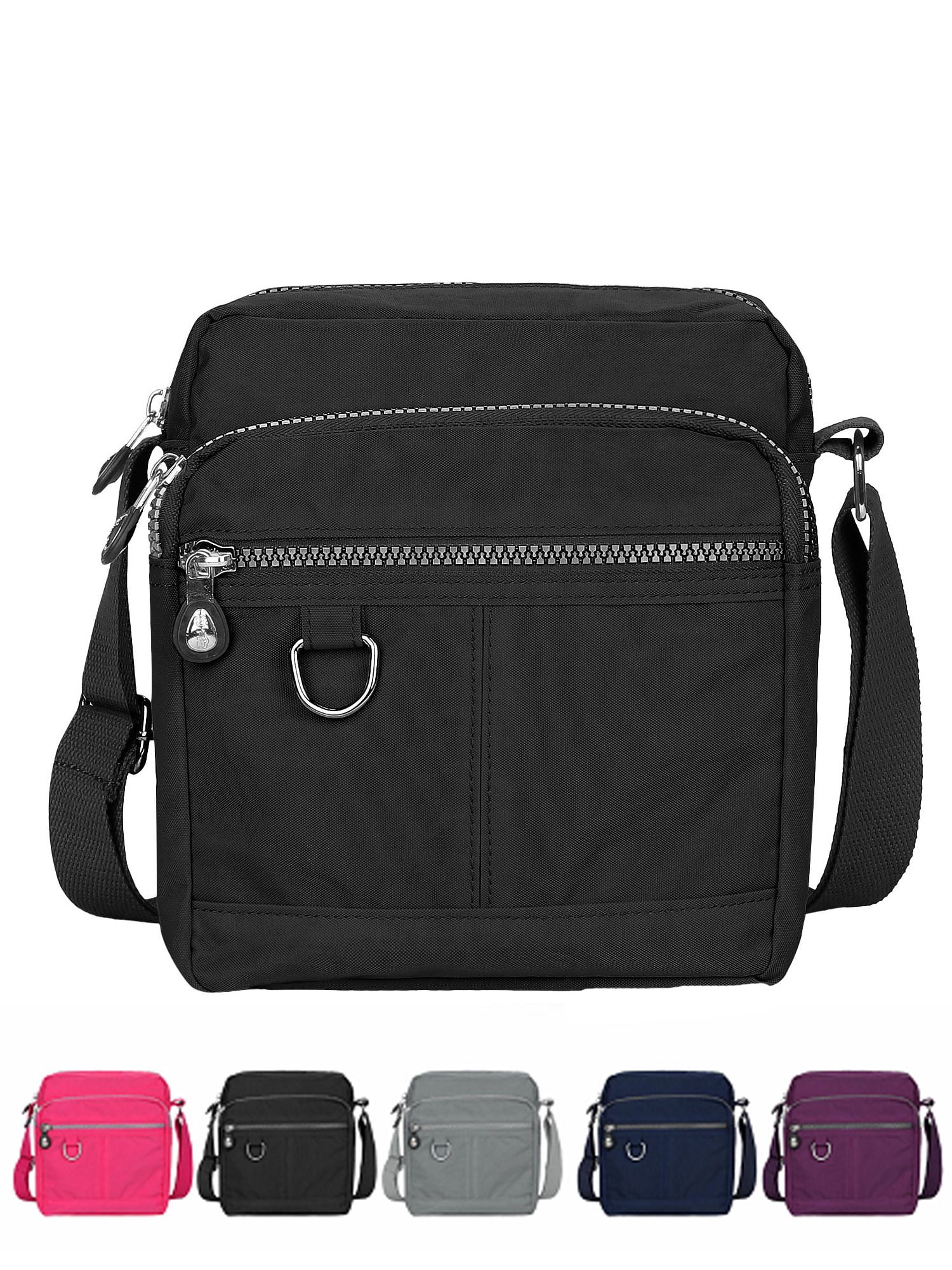 Luxtrada Casual Nylon Purse Handbag Crossbody Bag Waterproof Shoulder Bag with Zipper Pockets for Women (Black) Black - Image 1