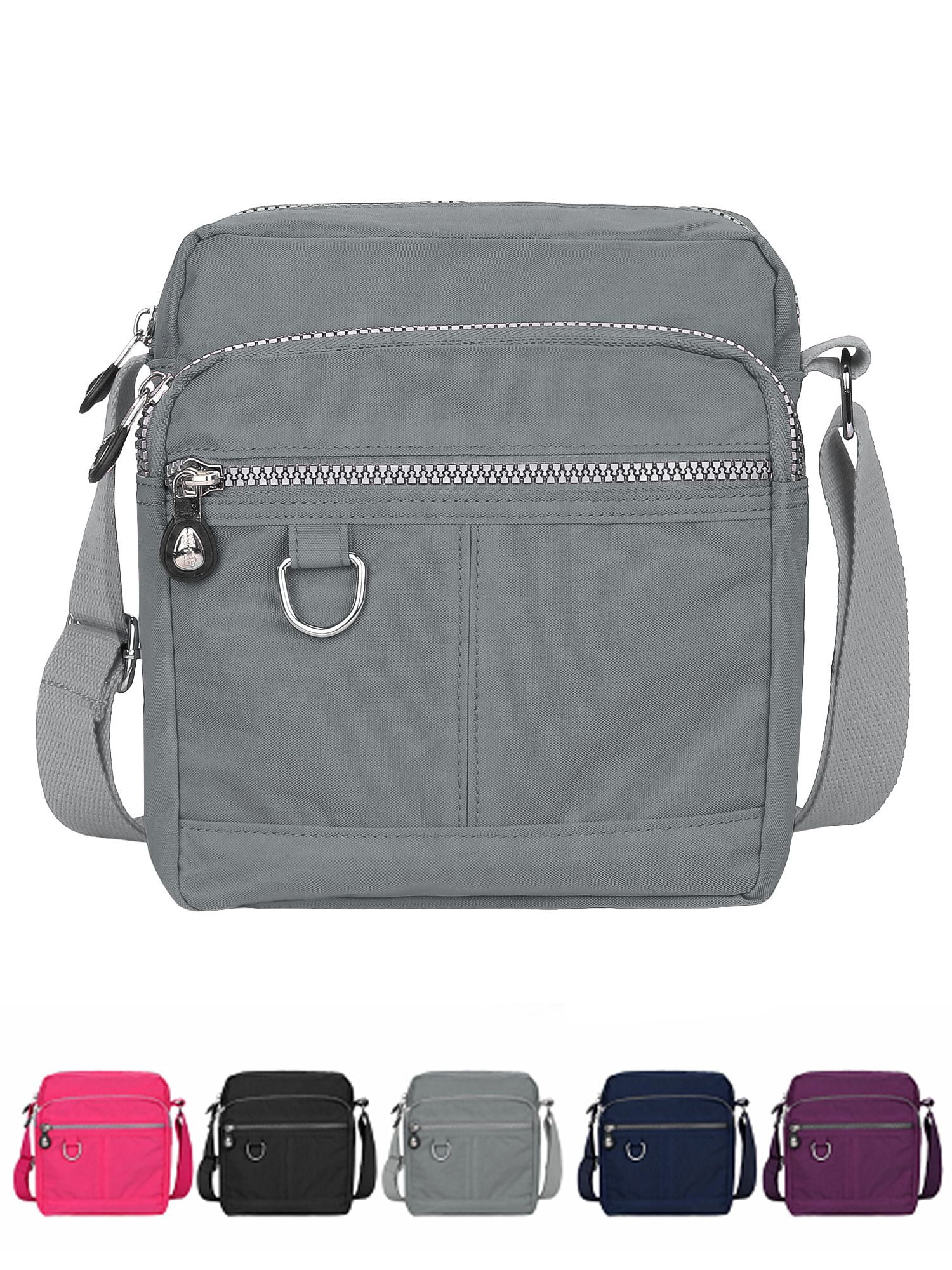 Luxtrada Casual Nylon Purse Handbag Crossbody Bag Waterproof Shoulder Bag with Zipper Pockets for Women (Black) Gray - Image 1