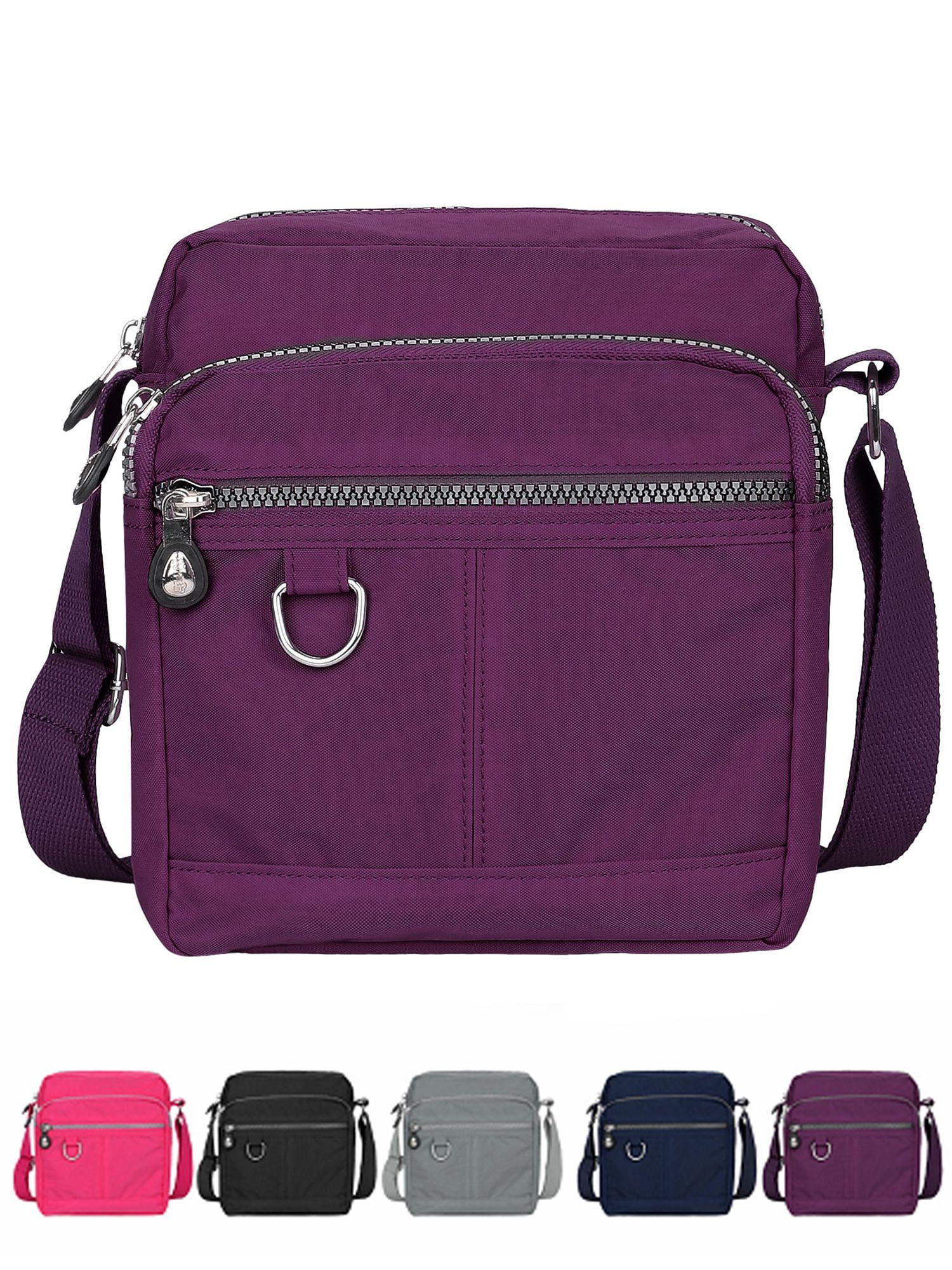 Luxtrada Casual Nylon Purse Handbag Crossbody Bag Waterproof Shoulder Bag with Zipper Pockets for Women (Black) Purple - Image 1