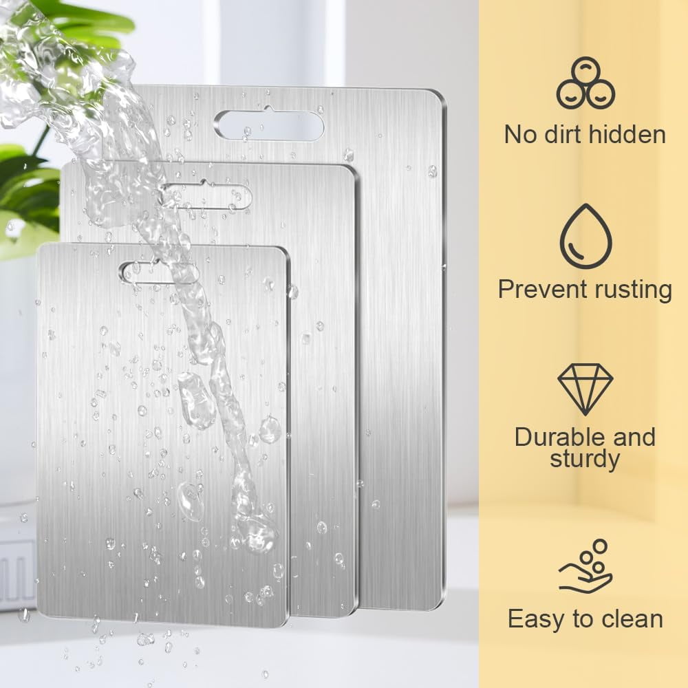 New Titanium Cutting Boards - 100% Pure Titanium Cutting Boards for Kitchen - Cutting Edge Hygiene & Durability, Double Sided Medical-grade Titanium Cutting Mat from Japan (15 x 11 in) 15