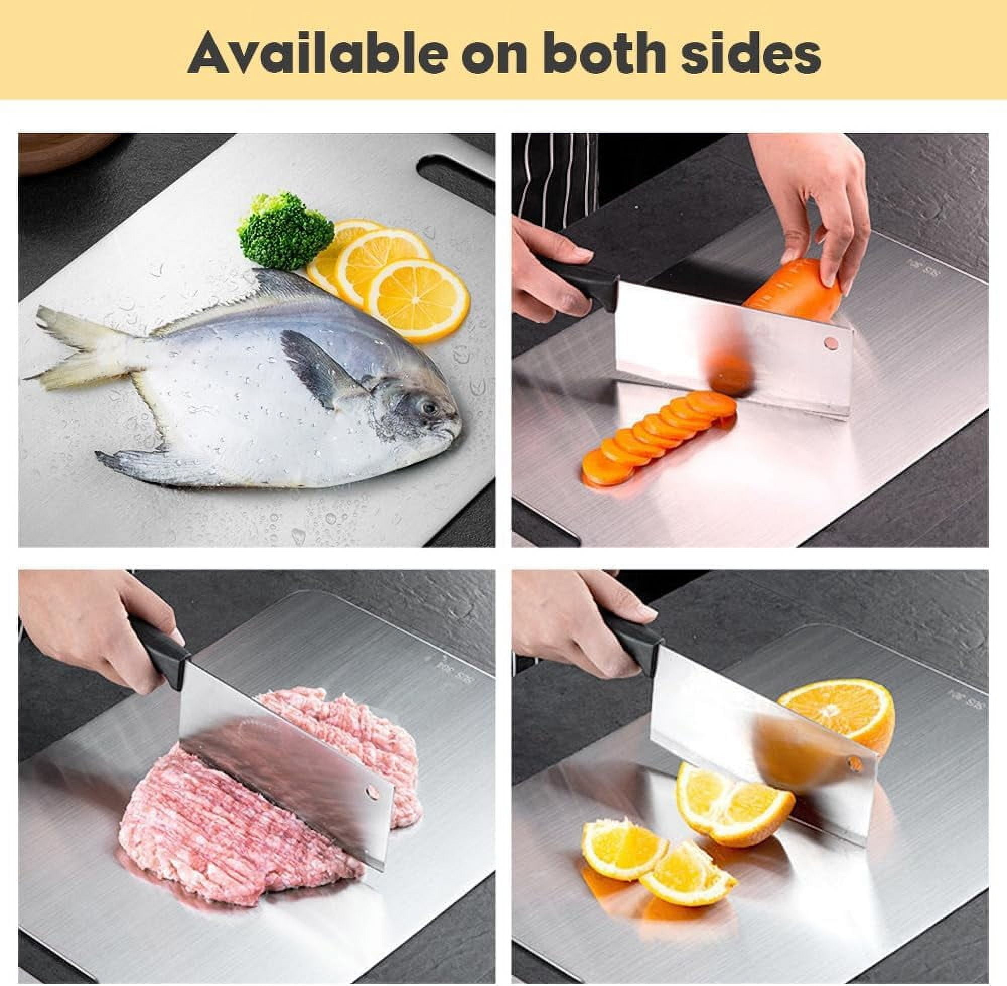 New Titanium Cutting Boards - 100% Pure Titanium Cutting Boards for Kitchen - Cutting Edge Hygiene & Durability, Double Sided Medical-grade Titanium Cutting Mat from Japan (15 x 11 in) 15