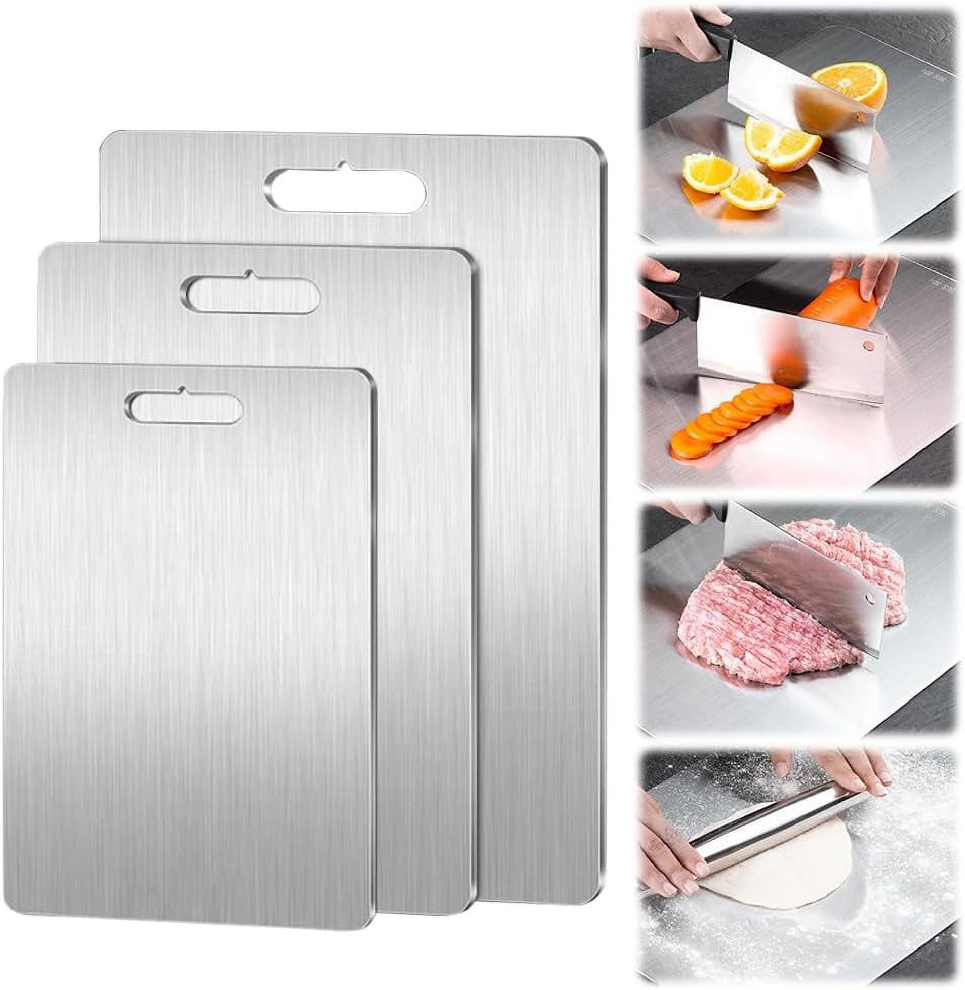 New Titanium Cutting Boards - 100% Pure Titanium Cutting Boards for Kitchen - Cutting Edge Hygiene & Durability, Double Sided Medical-grade Titanium Cutting Mat from Japan (15 x 11 in) 15