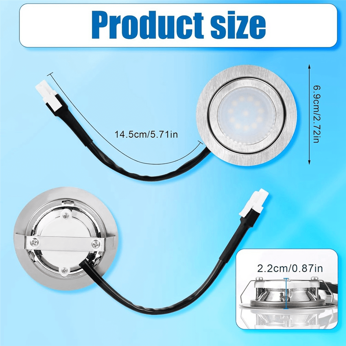 2pcs Range Hood Light Bulbs, Stainless Steel Range Hood LED Light Replacement Recessed Kitchen Range Hood Light - Image 2
