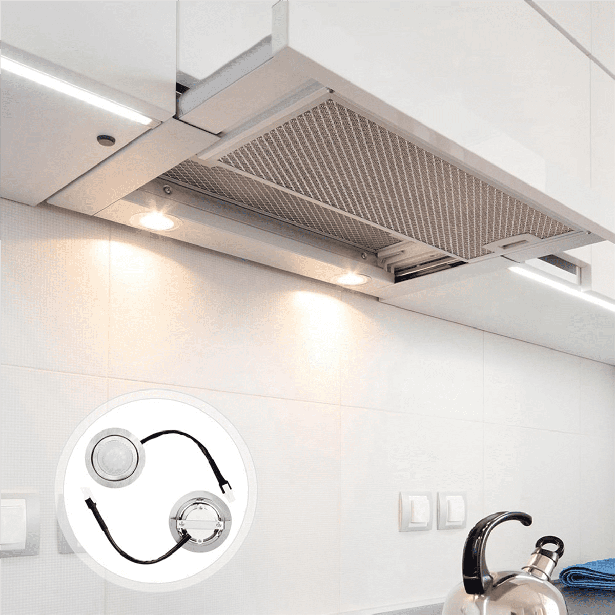 2pcs Range Hood Light Bulbs, Stainless Steel Range Hood LED Light Replacement Recessed Kitchen Range Hood Light - Image 7