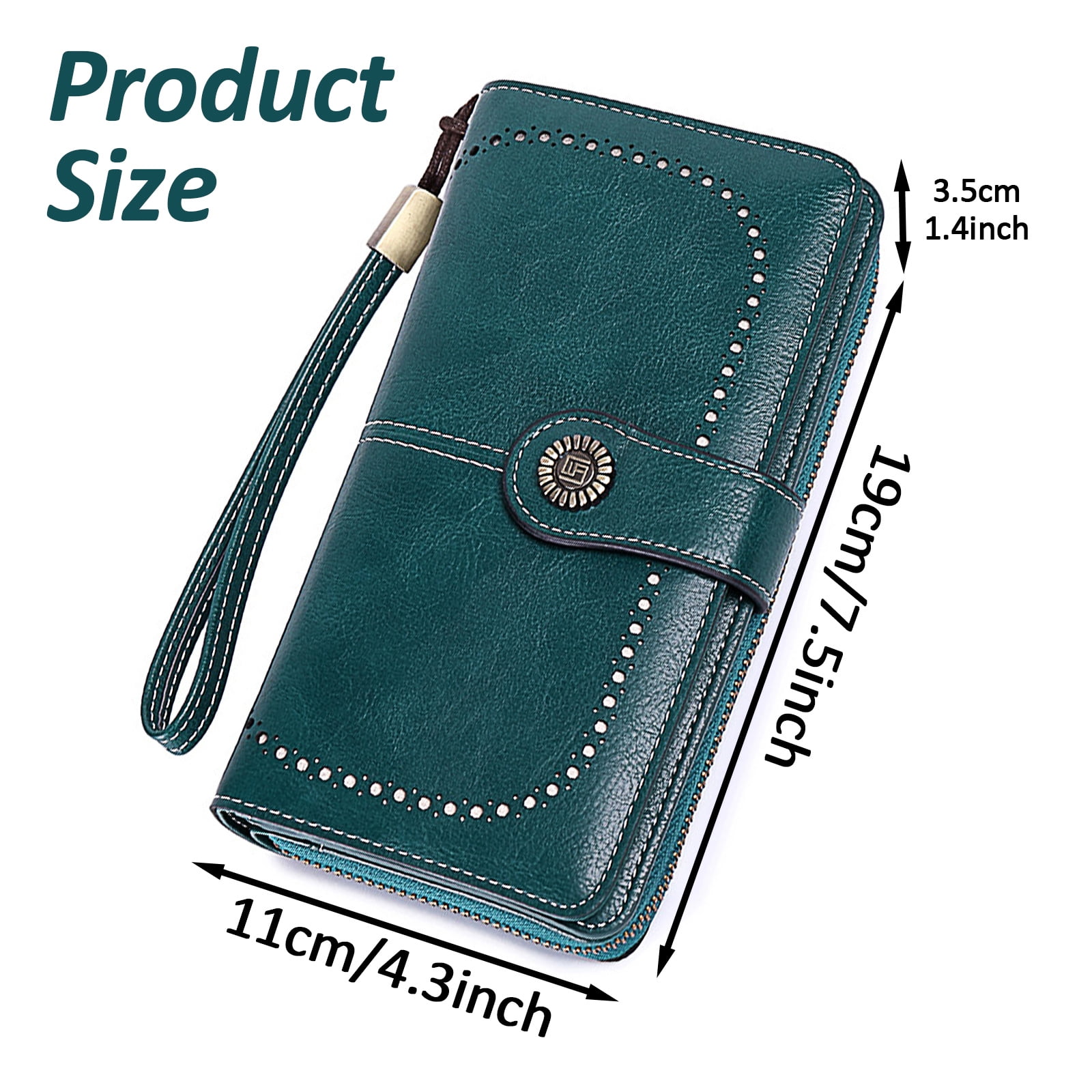 Leather Wallet Women Rfid Blocking Large Capacity, Zip Around Long Wallet - Pu Phone Clutch Purse, Trifold Ladies Wallets Coins Zipper Pocket with Id Window, Card Holder Wristlet, Black Blue - Image 2