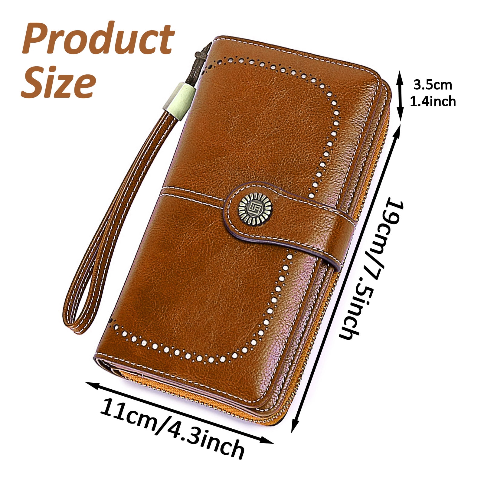 Leather Wallet Women Rfid Blocking Large Capacity, Zip Around Long Wallet - Pu Phone Clutch Purse, Trifold Ladies Wallets Coins Zipper Pocket with Id Window, Card Holder Wristlet, Black Brown - Image 2