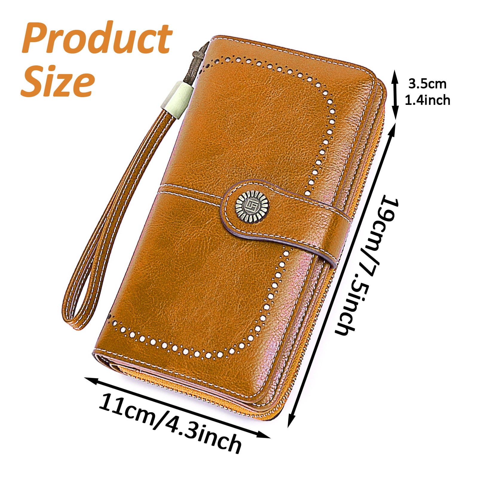 Leather Wallet Women Rfid Blocking Large Capacity, Zip Around Long Wallet - Pu Phone Clutch Purse, Trifold Ladies Wallets Coins Zipper Pocket with Id Window, Card Holder Wristlet, Black Yellow - Image 2