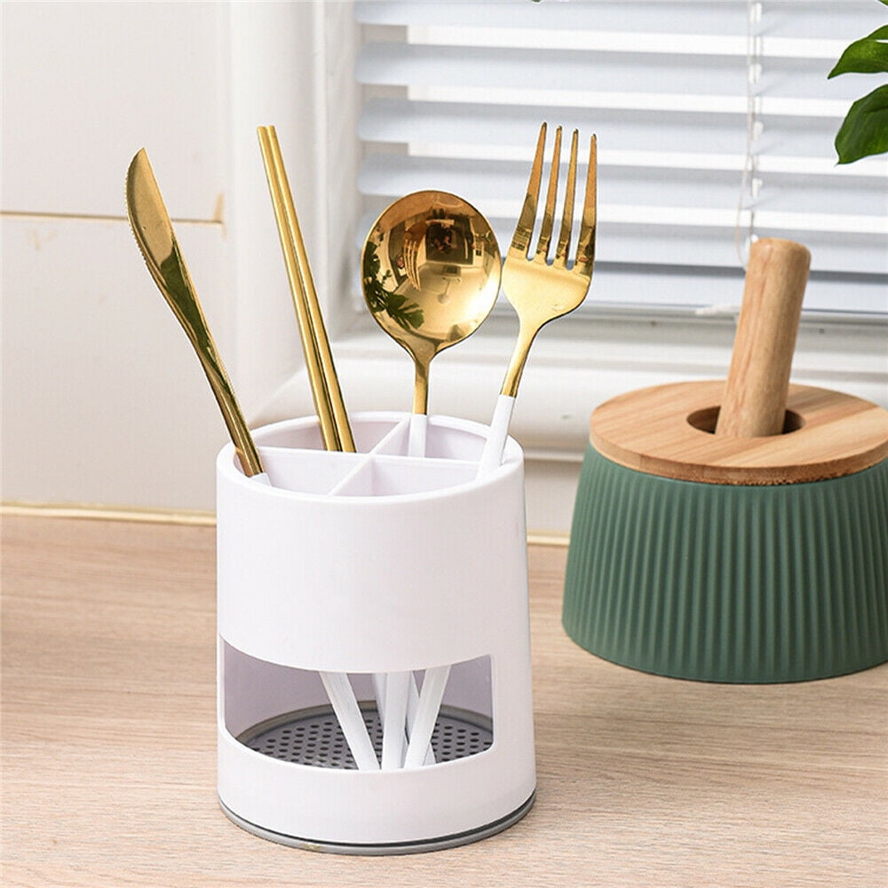 Toothbrush Holders Toothpaste Stand Bathroom Organizer Cup Kitchen Cutlery Rack Vanity Countertop Makeup Brush Pen Storage White Round - Image 2