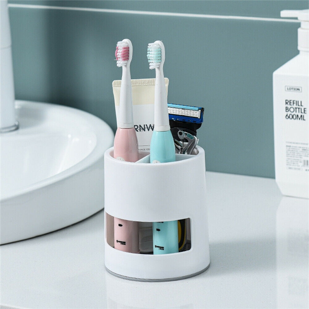 Toothbrush Holders Toothpaste Stand Bathroom Organizer Cup Kitchen Cutlery Rack Vanity Countertop Makeup Brush Pen Storage White Round - Image 4