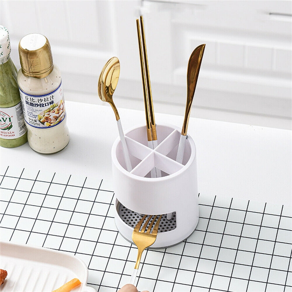 Toothbrush Holders Toothpaste Stand Bathroom Organizer Cup Kitchen Cutlery Rack Vanity Countertop Makeup Brush Pen Storage White Round - Image 6