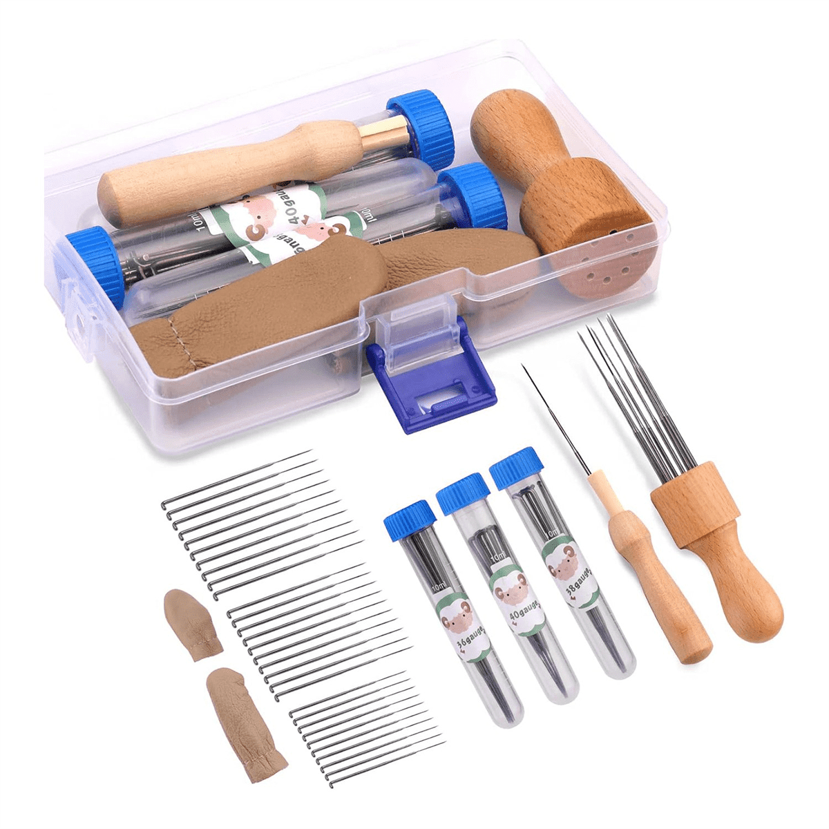 Wool Felting Needle Tools, Wool Felting Tool Kit with 3 Sizes Felting Needles and 1/8 Needle Wooden Handle for Needle - Image 1