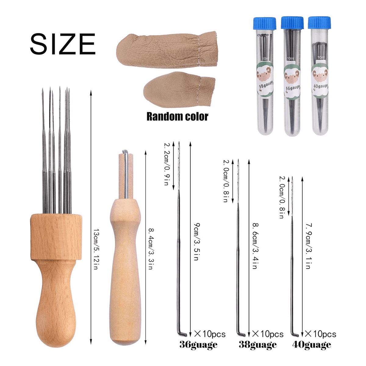 Wool Felting Needle Tools, Wool Felting Tool Kit with 3 Sizes Felting Needles and 1/8 Needle Wooden Handle for Needle - Image 3
