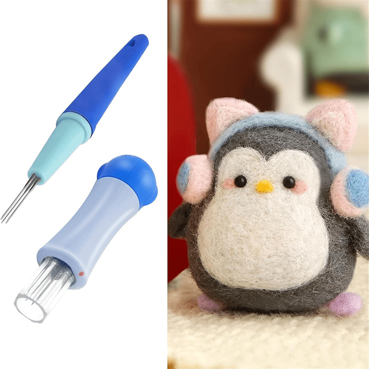 2 Pack Needle Felting Tools,Pen Style Tool with 3 Needles and Punch - Image 2