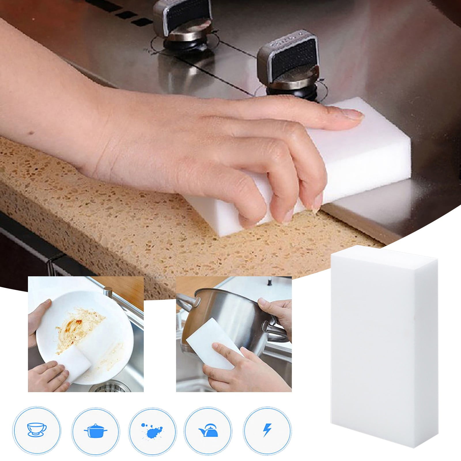 100 Pack Melamine Sponges Magic Cleaning Sponges in Bulk Melamine Foam for Dishes Eraser Sponges for Cleaning 3PCS - Image 4