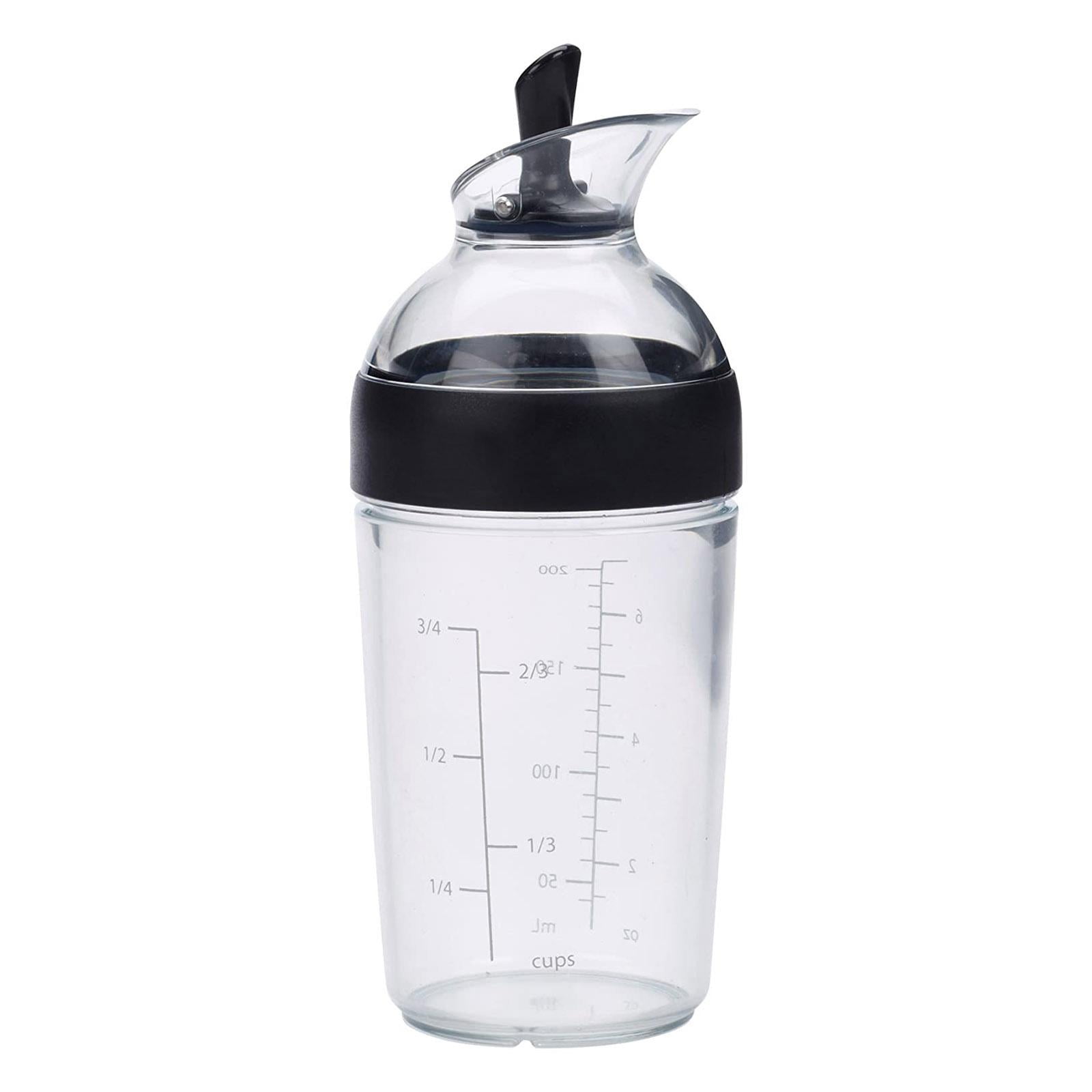 Salad Dressing Shaker Container Bottle Universal Manual Sauces Mixer Juice Mixing Bottle Resistant 8.4with Measurement Black - Image 1