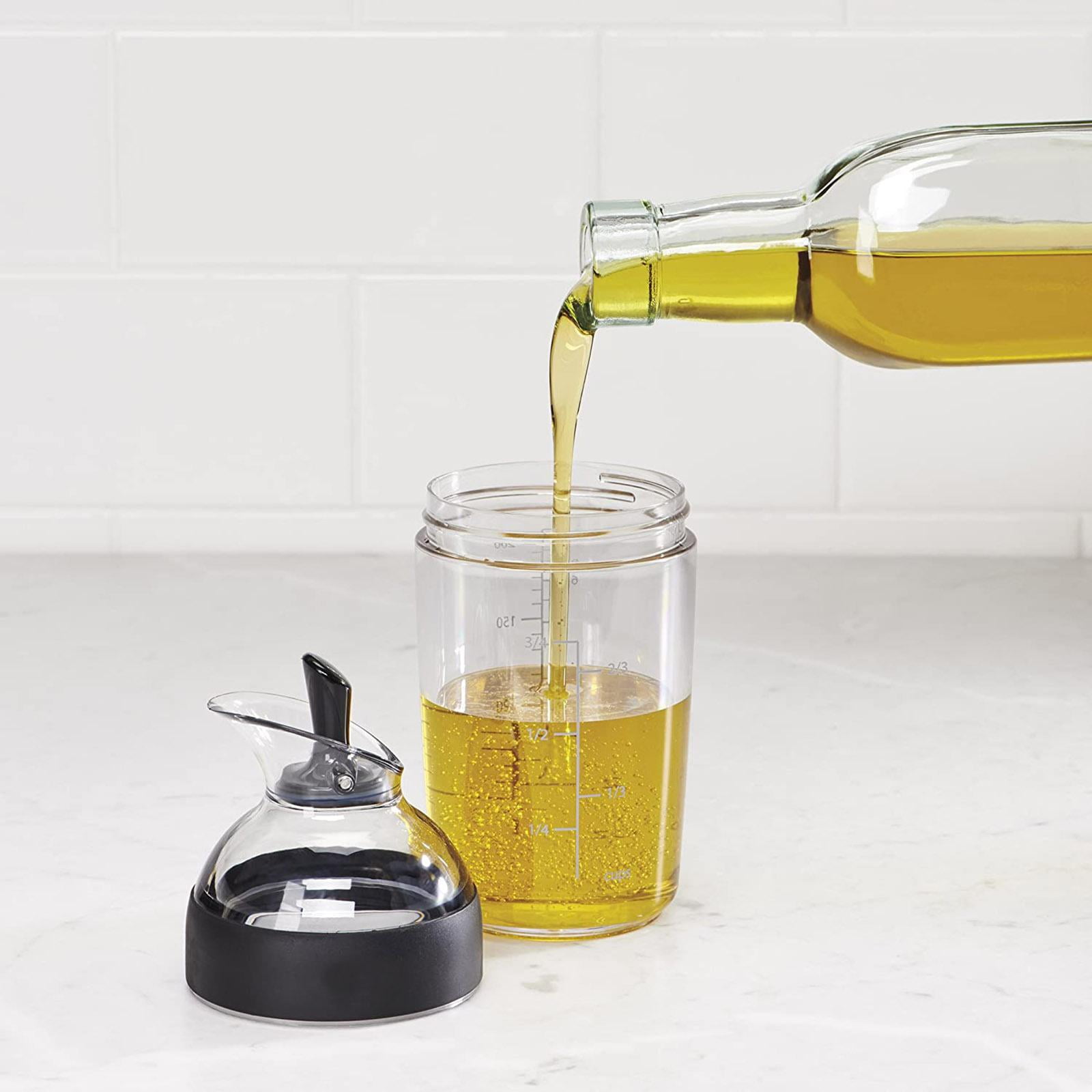 Salad Dressing Shaker Container Bottle Universal Manual Sauces Mixer Juice Mixing Bottle Resistant 8.4with Measurement Black - Image 2