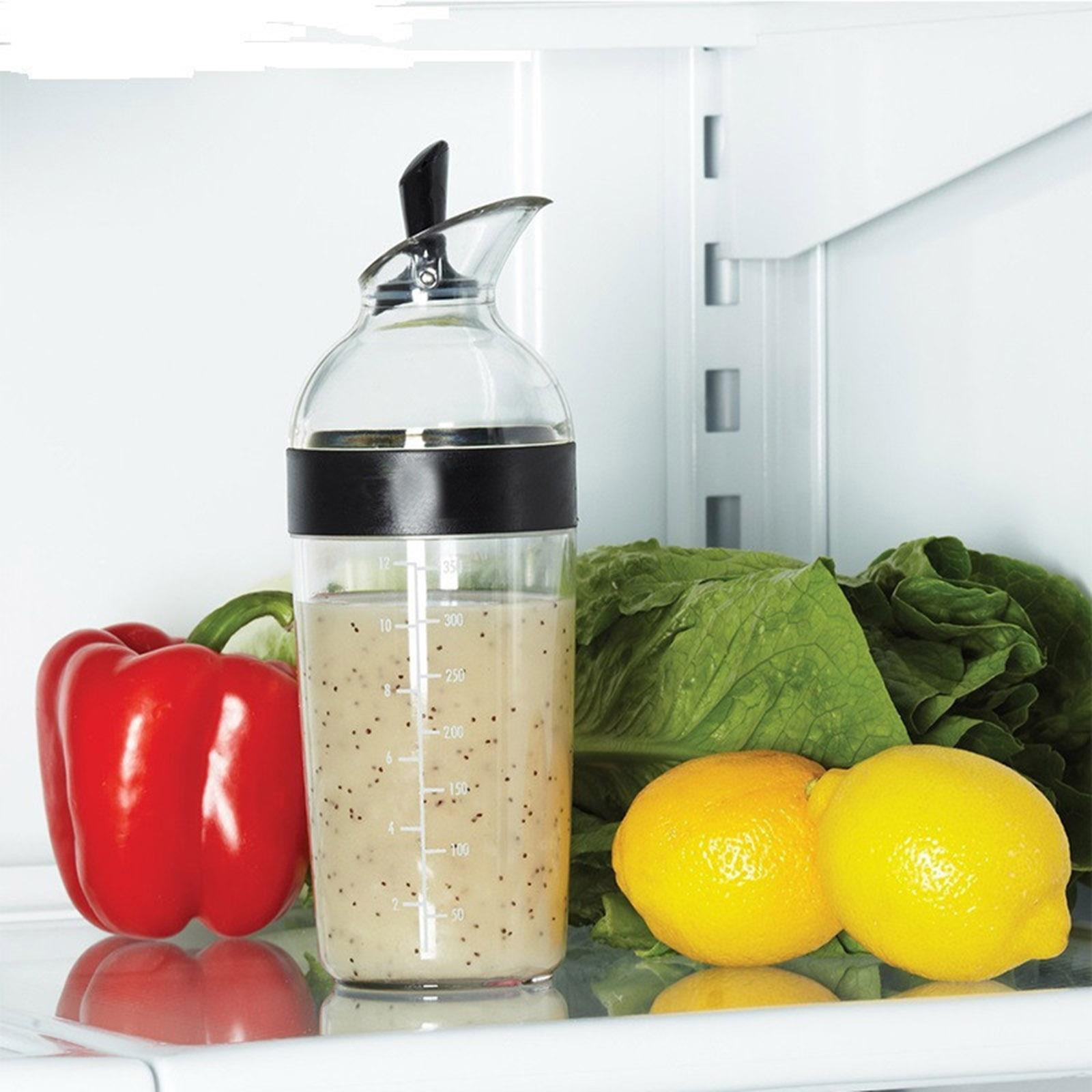 Salad Dressing Shaker Container Bottle Universal Manual Sauces Mixer Juice Mixing Bottle Resistant 8.4with Measurement Black - Image 3