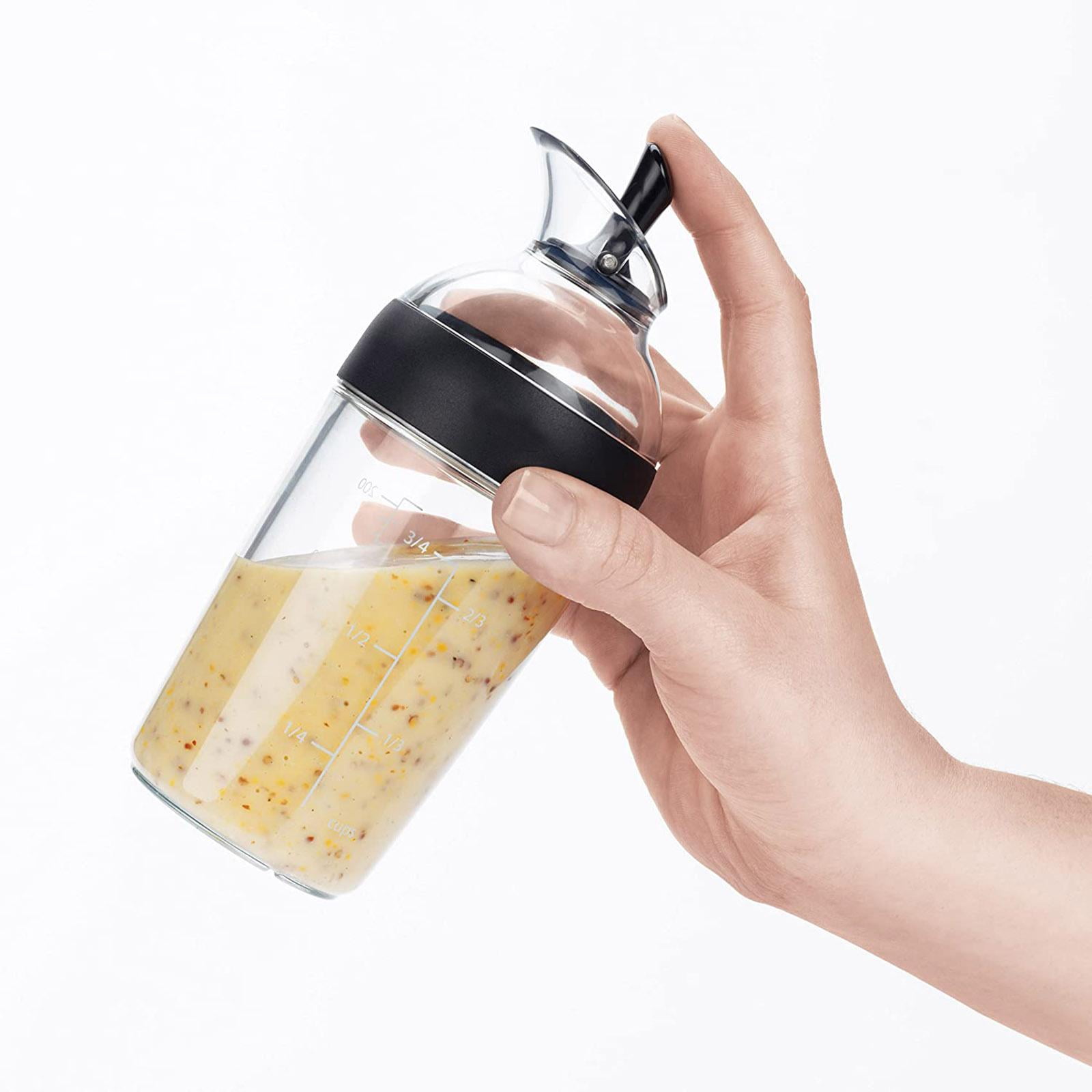 Salad Dressing Shaker Container Bottle Universal Manual Sauces Mixer Juice Mixing Bottle Resistant 8.4with Measurement Black - Image 5