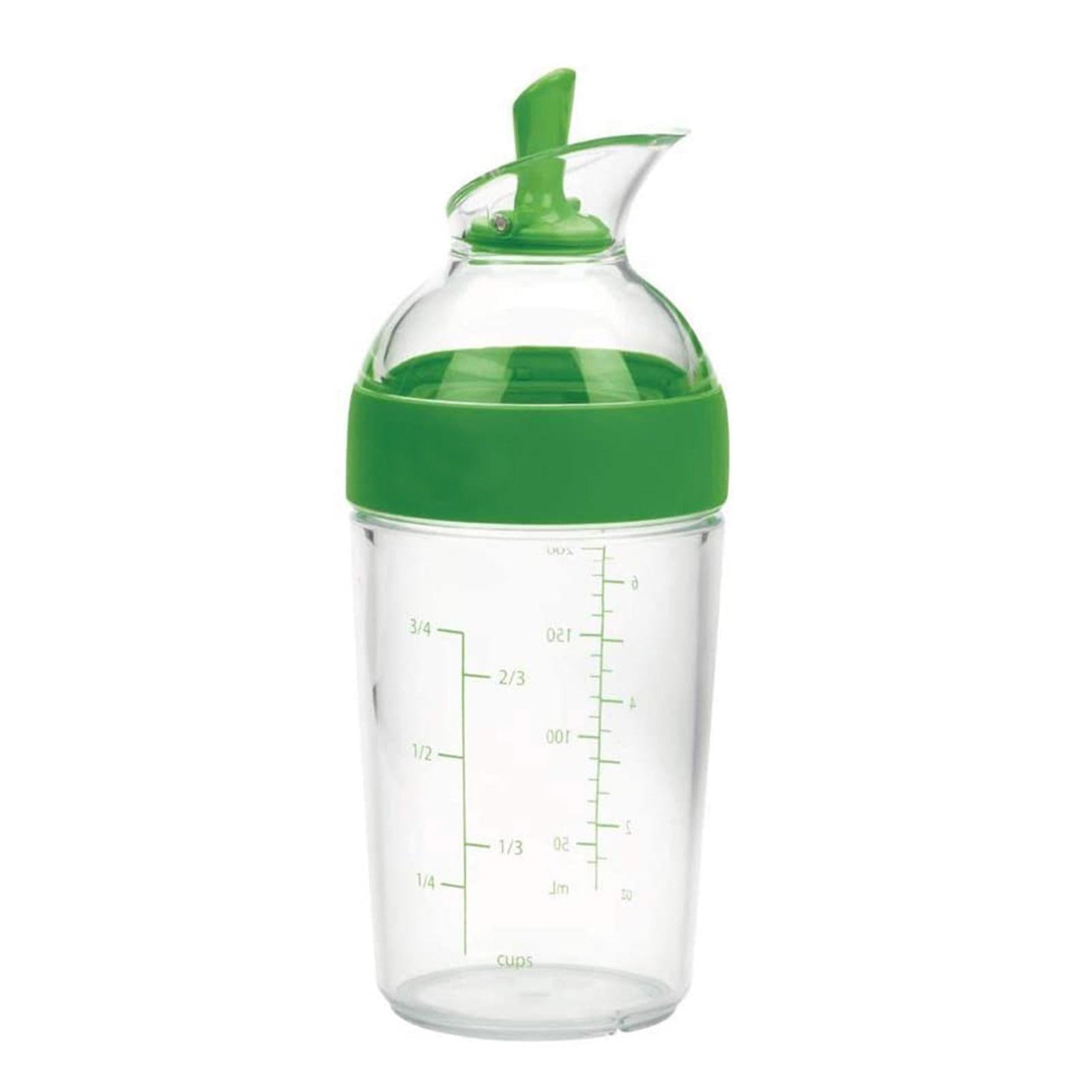 Salad Dressing Shaker Container Bottle Universal Manual Sauces Mixer Juice Mixing Bottle Resistant 8.4with Measurement Green - Image 1