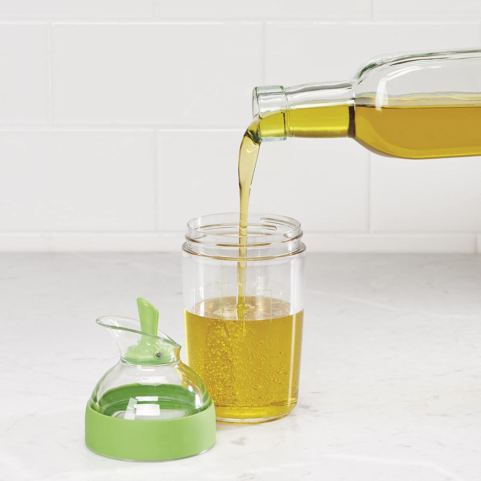 Salad Dressing Shaker Container Bottle Universal Manual Sauces Mixer Juice Mixing Bottle Resistant 8.4with Measurement Green - Image 4