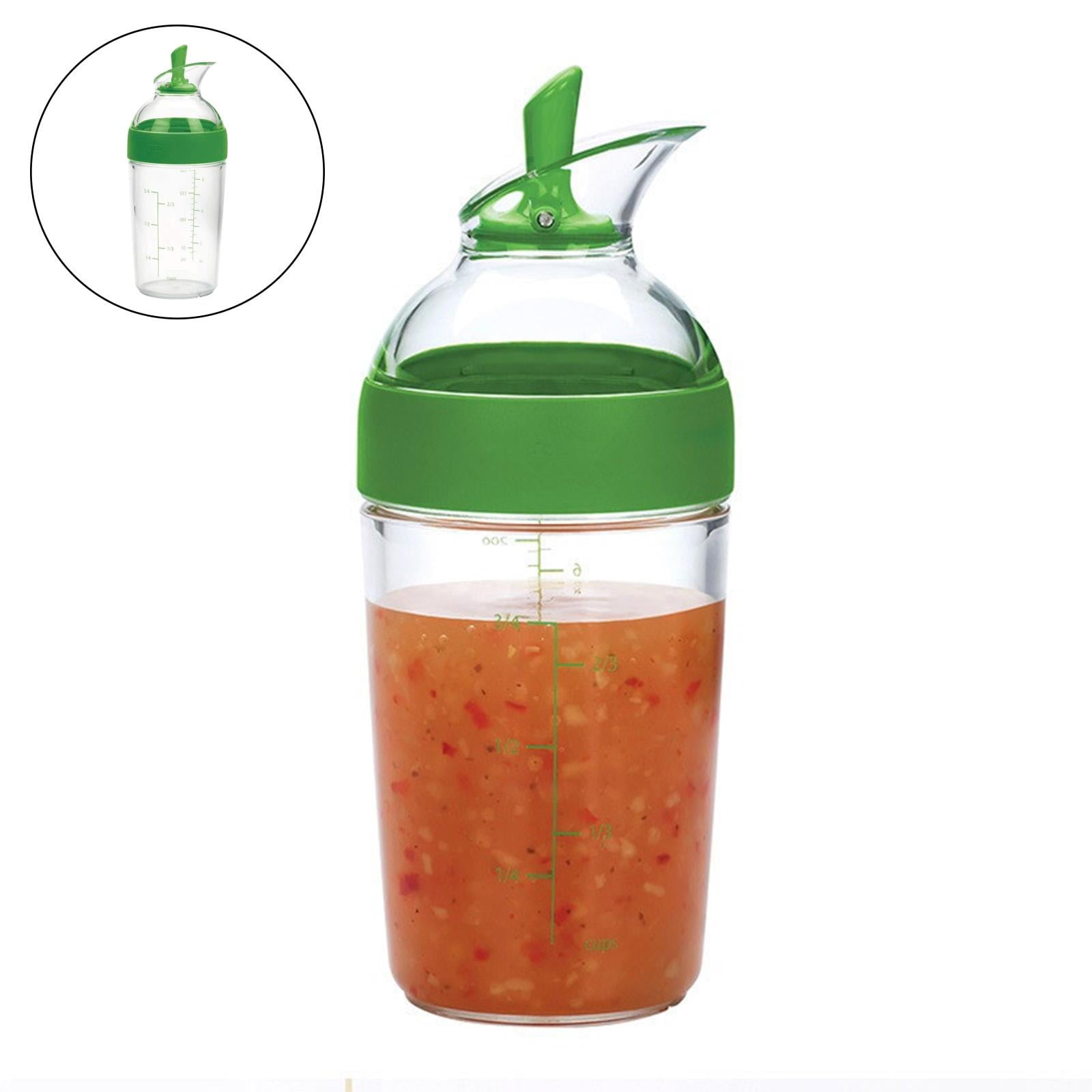 Salad Dressing Shaker Container Bottle Universal Manual Sauces Mixer Juice Mixing Bottle Resistant 8.4with Measurement Green - Image 5