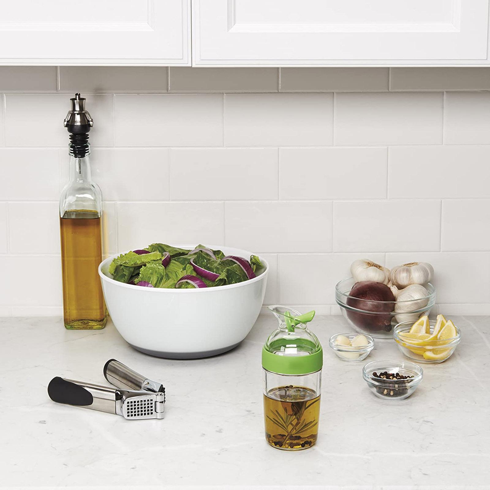 Salad Dressing Shaker Container Bottle Universal Manual Sauces Mixer Juice Mixing Bottle Resistant 8.4with Measurement Green - Image 6