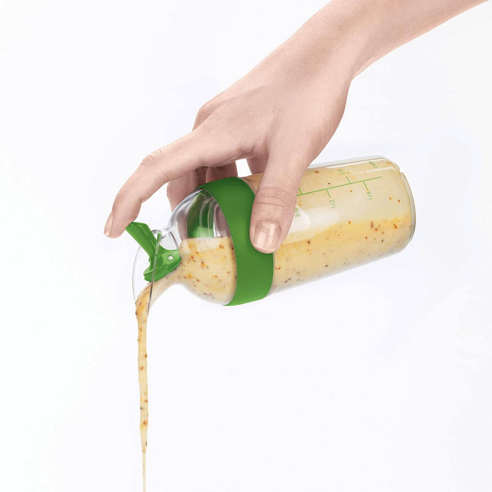 Salad Dressing Shaker Container Bottle Universal Manual Sauces Mixer Juice Mixing Bottle Resistant 8.4with Measurement Green - Image 8