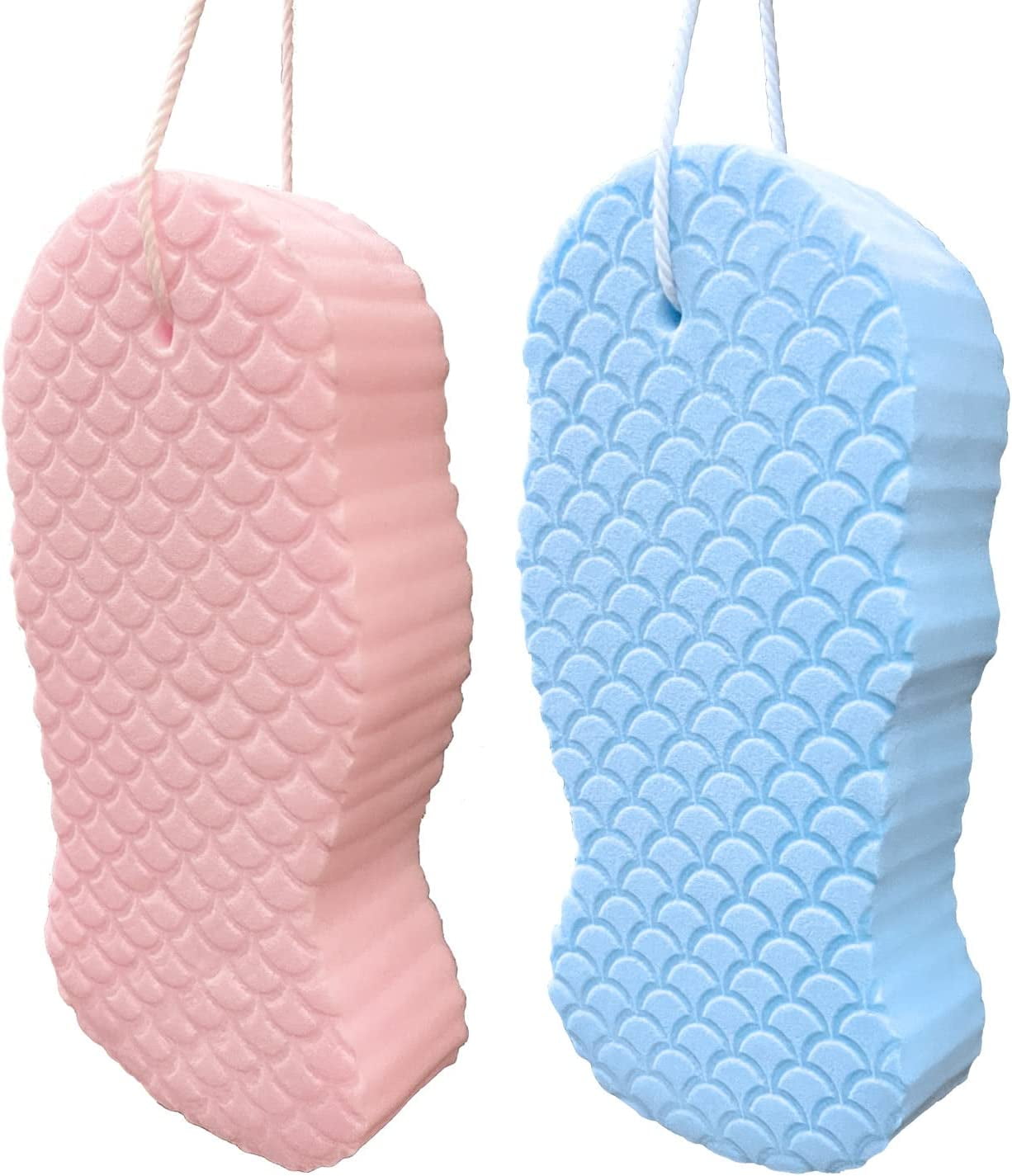 2 Pcs Exfoliating Bath Sponge, Soft Spa Scrub Sponges for Shower, Dead Skin Remover for Body for Adult Baby Blue - Image 1