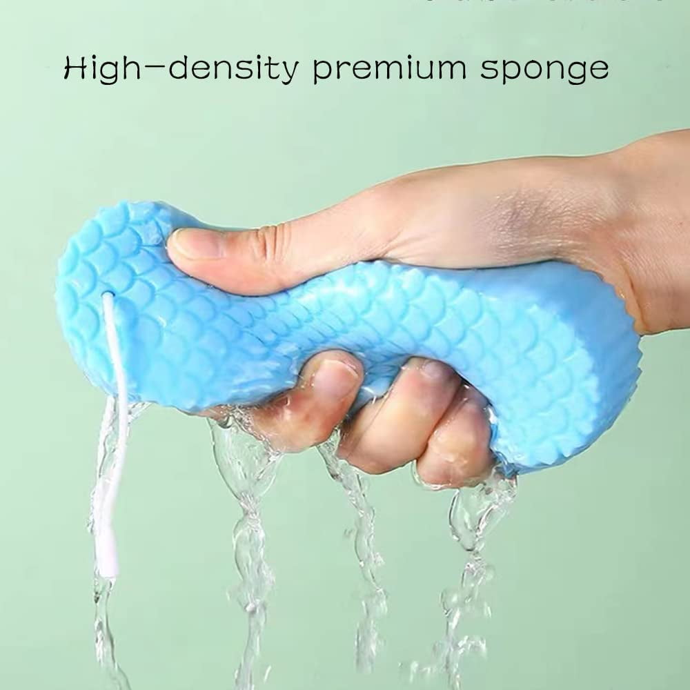 2 Pcs Exfoliating Bath Sponge, Soft Spa Scrub Sponges for Shower, Dead Skin Remover for Body for Adult Baby Blue - Image 4