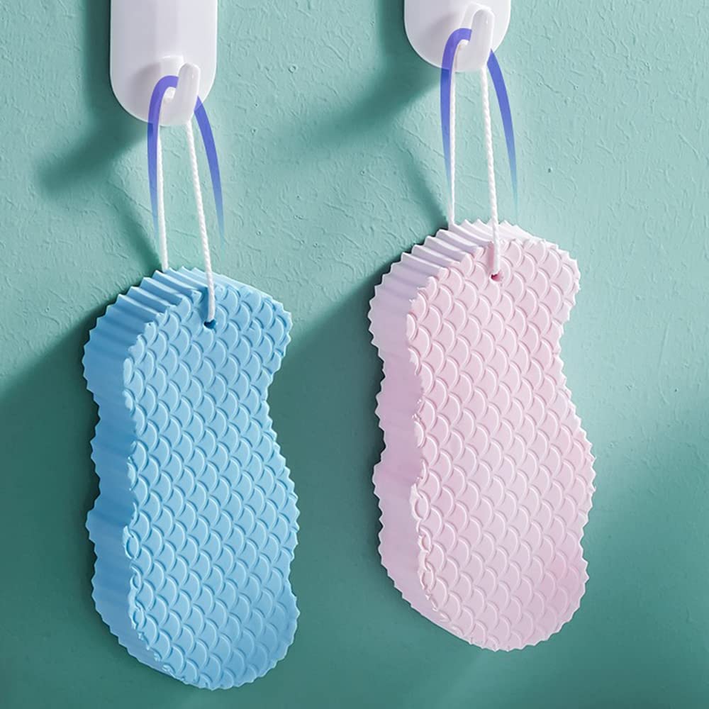 2 Pcs Exfoliating Bath Sponge, Soft Spa Scrub Sponges for Shower, Dead Skin Remover for Body for Adult Baby Blue - Image 7