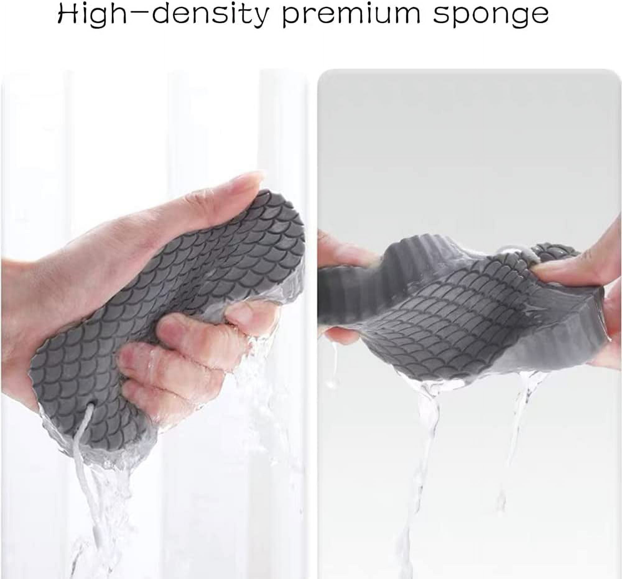 2 Pcs Exfoliating Bath Sponge, Soft Spa Scrub Sponges for Shower, Dead Skin Remover for Body for Adult Baby Blue&Grey - Image 4