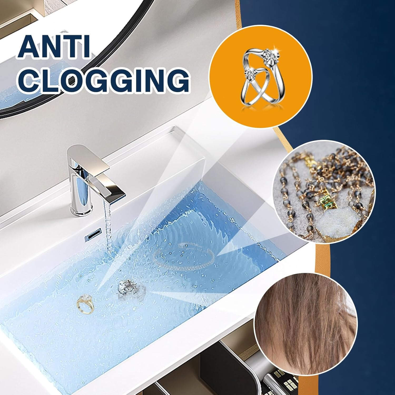 Bathroom Sink Drain Stopper - Pop Up Drain Plug with 1 Replacement Filters Basket, Removable Stainless Steel Floor Drain Filter, Anti Clogging Sink Strainer Hair Catcher for Washroom (Silver) - Image 7