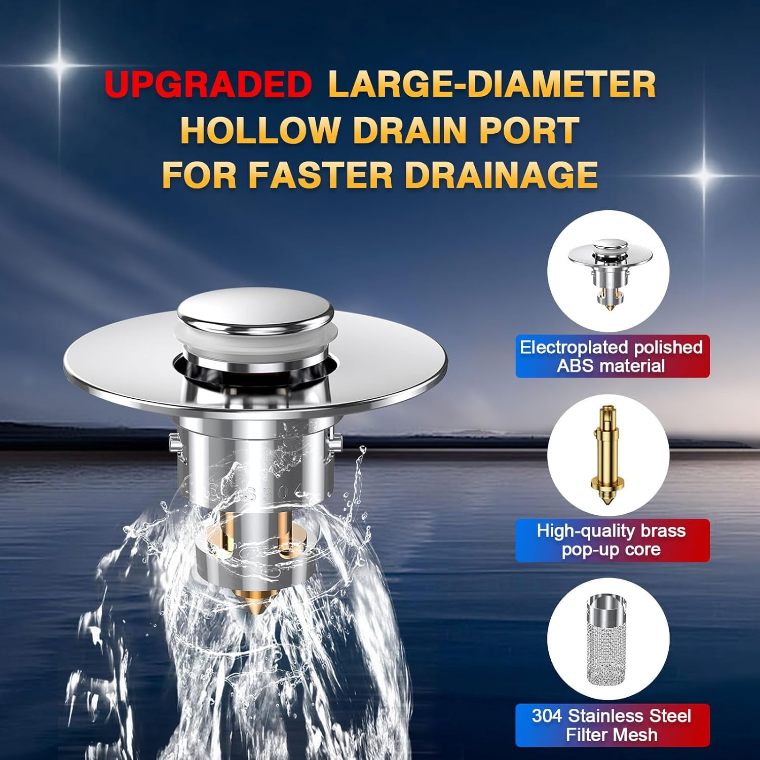 Bathroom Sink Drain Stopper - Pop Up Drain Plug with 4 Replacement Filters Basket, Removable Stainless Steel Floor Drain Filter, Anti Clogging Sink Strainer Hair Catcher for Washroom (Silver) - Image 5