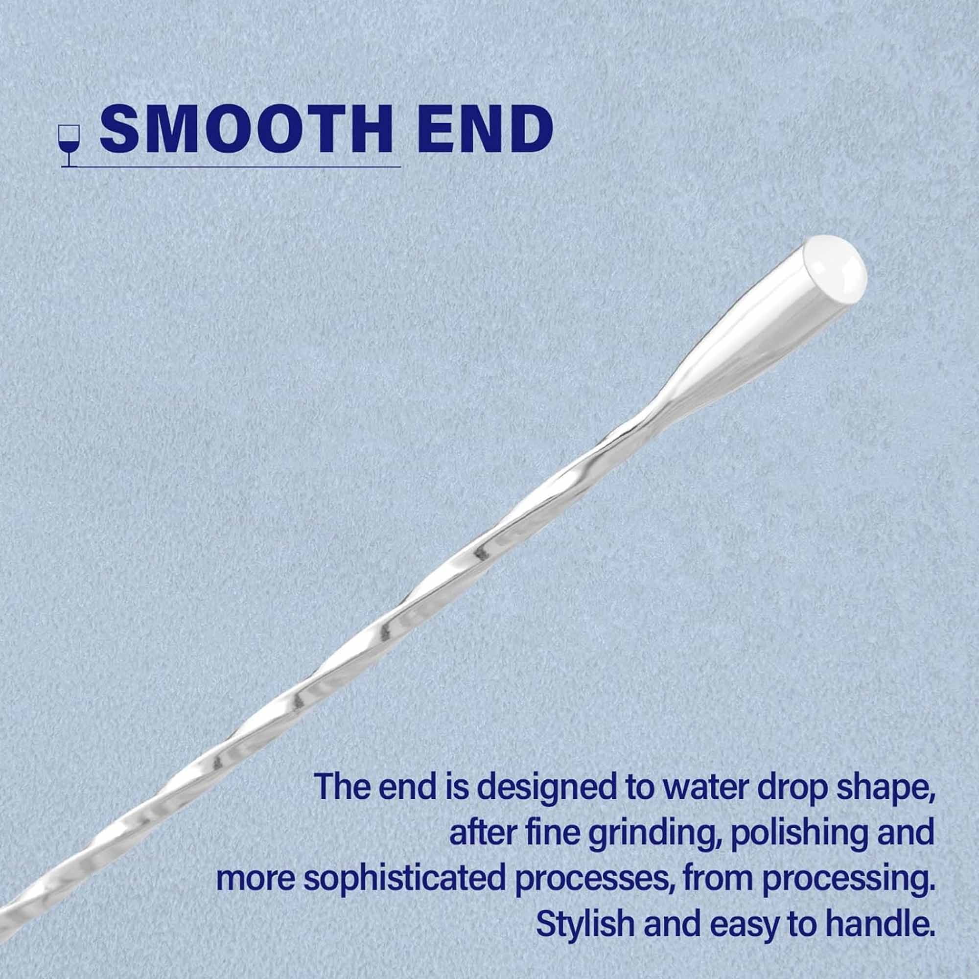 Bar Spoon Cocktail Mixing Stirrers for Drink, Stainless Steel 12 Inches Long Handle, Silver 4 Pieces - Image 5