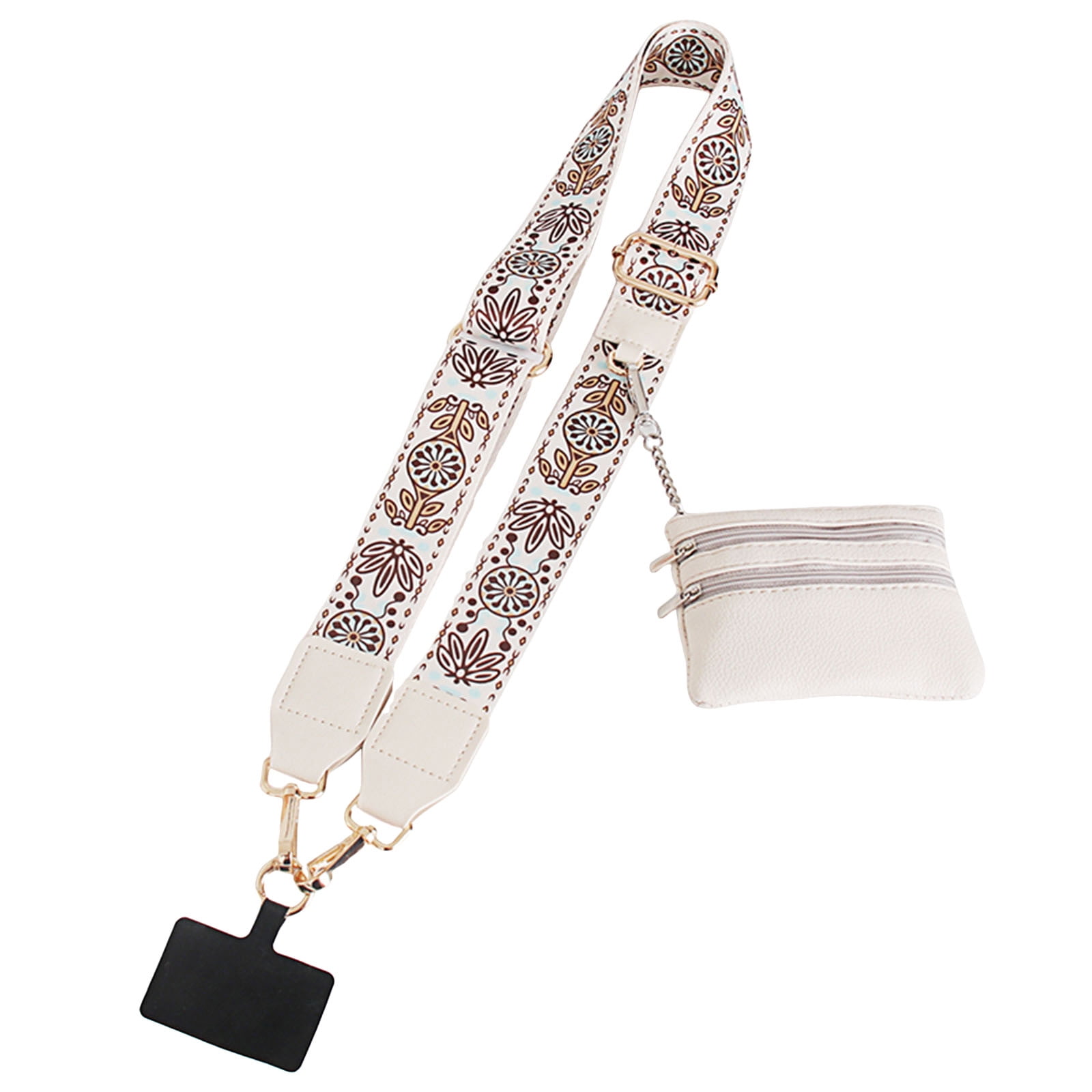 Clip and Go Phone Strap with Zipper Pouch,Crossbody Adjustable Chain Lanyard with PU Leather Wallet for All Phones A - Image 1