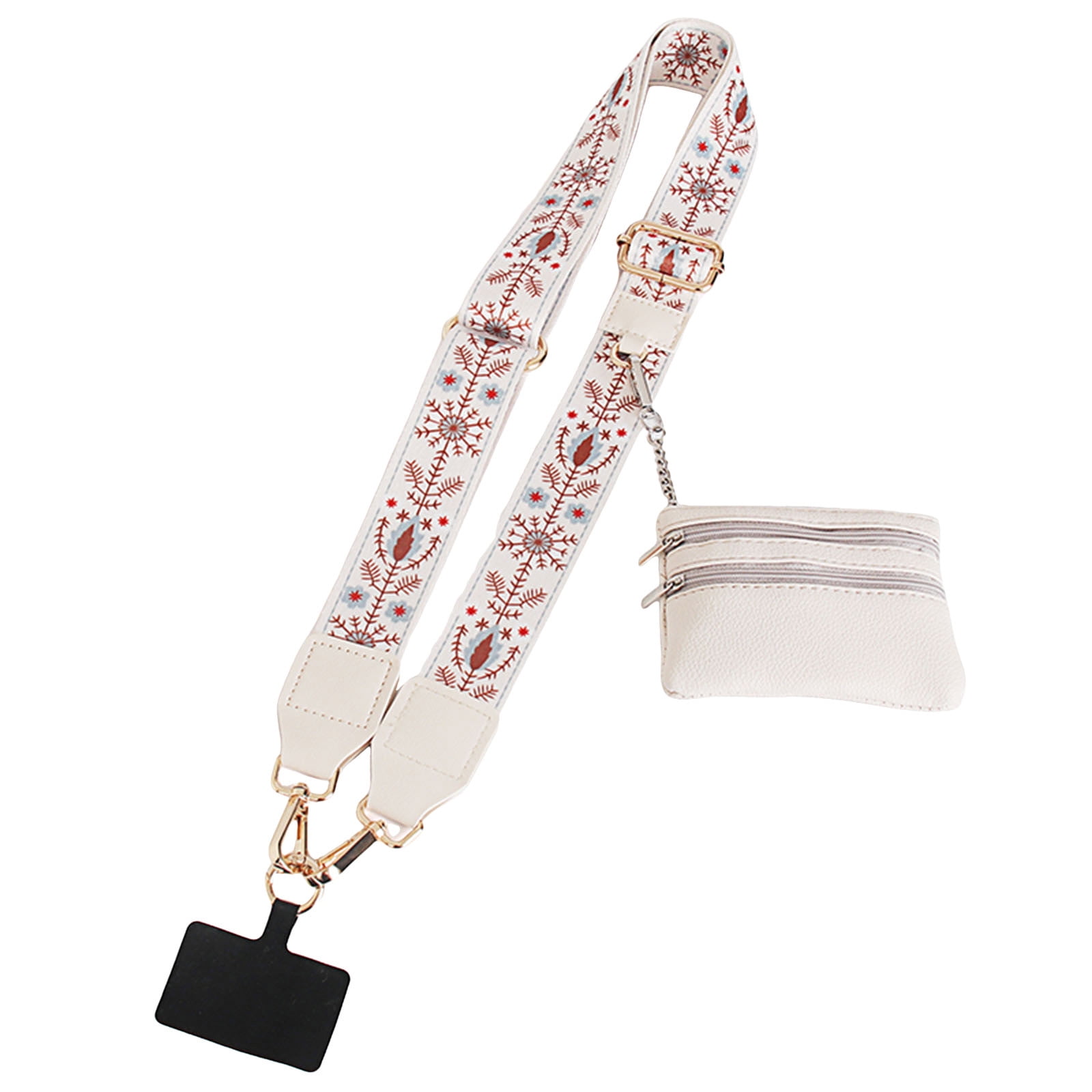 Clip and Go Phone Strap with Zipper Pouch,Crossbody Adjustable Chain Lanyard with PU Leather Wallet for All Phones B - Image 1