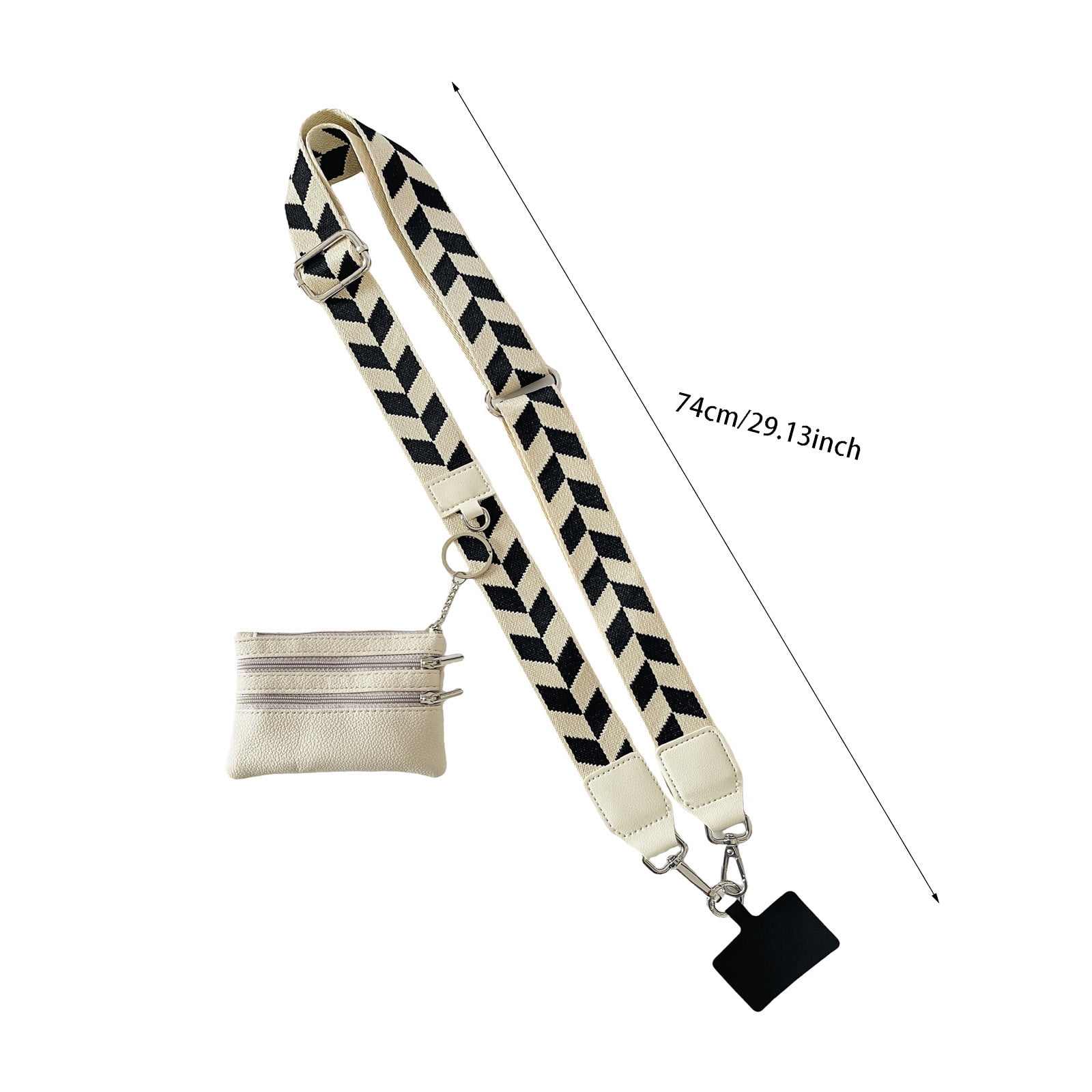 Clip and Go Phone Strap with Zipper Pouch,Crossbody Adjustable Chain Lanyard with PU Leather Wallet for All Phones Beige - Image 3