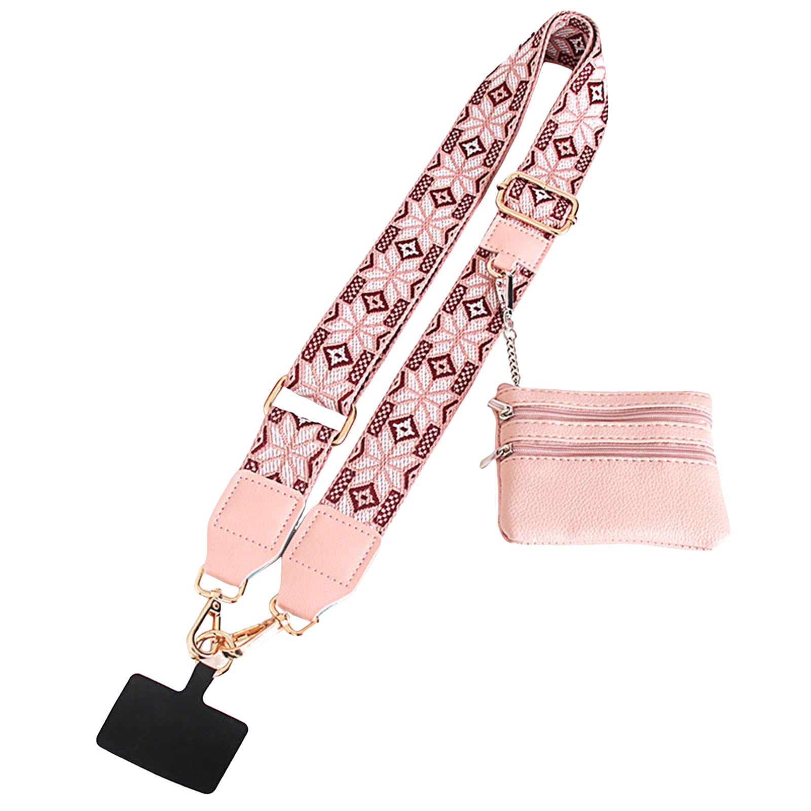 Clip and Go Phone Strap with Zipper Pouch,Crossbody Adjustable Chain Lanyard with PU Leather Wallet for All Phones D - Image 1