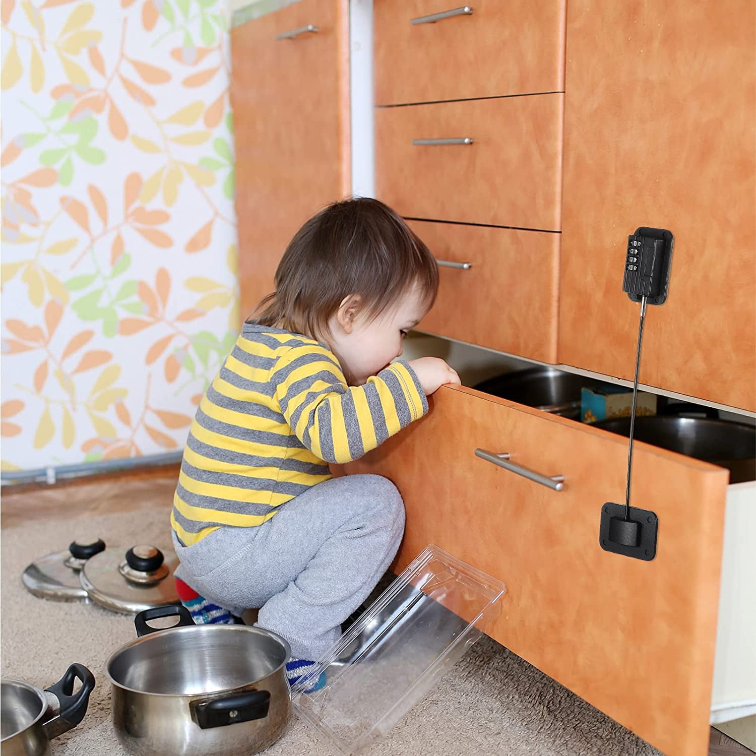 Baby Proofing, Refrigerator lock, Baby Safety Locks for Cabinets, Cabinet Locks for Babies, No Drilling Child Safety Cabinet Locks for Latching to Drawer Door Fridge Oven Toilet Seat Black - Image 6