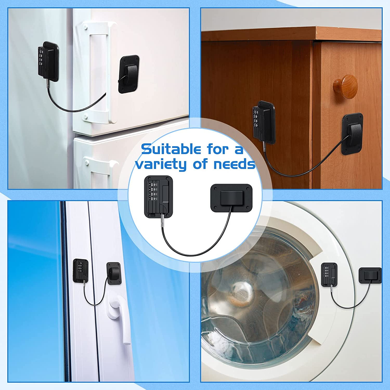 Baby Proofing, Refrigerator lock, Baby Safety Locks for Cabinets, Cabinet Locks for Babies, No Drilling Child Safety Cabinet Locks for Latching to Drawer Door Fridge Oven Toilet Seat Black - Image 4