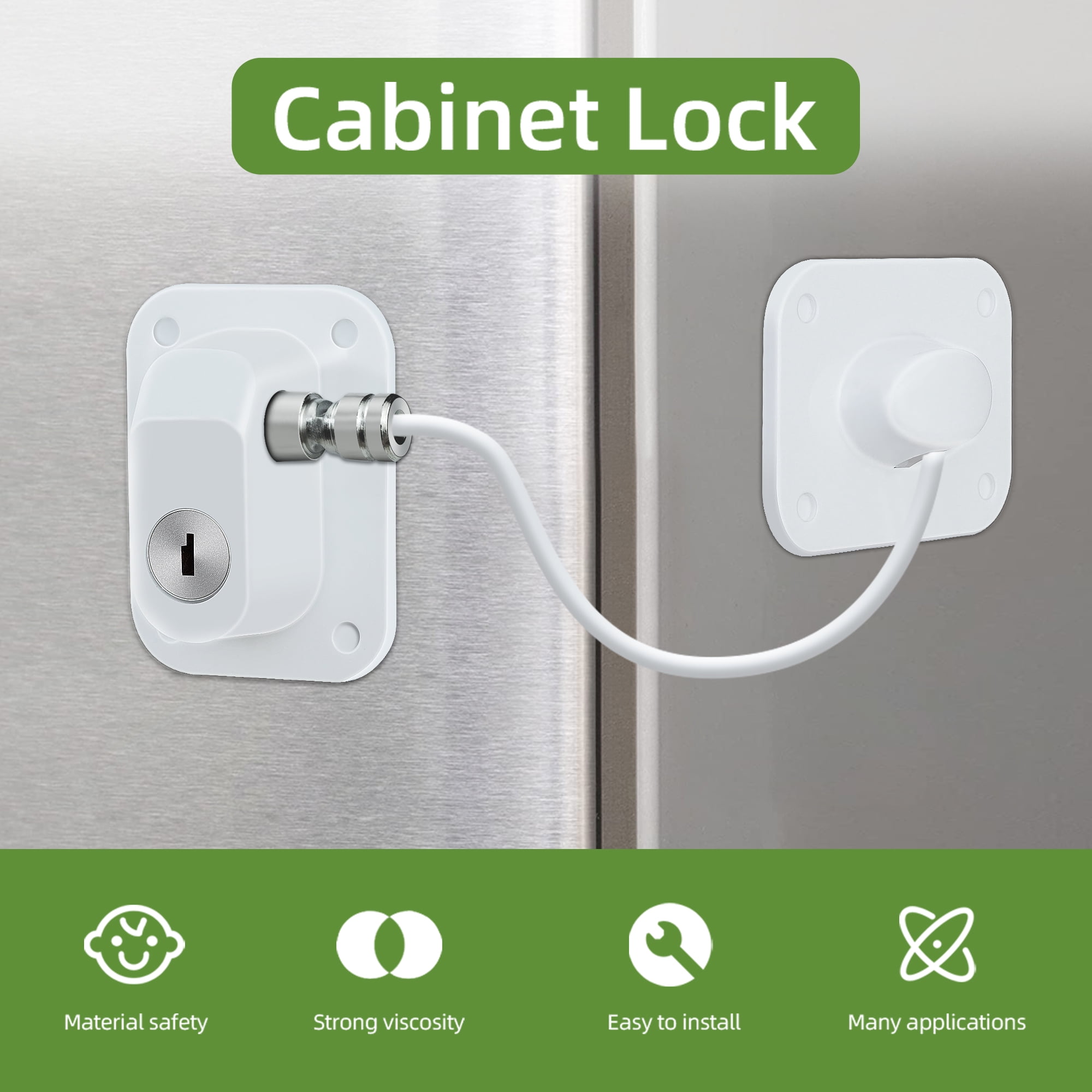 Baby Proofing, Refrigerator lock, Baby Safety Locks for Cabinets, Cabinet Locks for Babies, No Drilling Child Safety Cabinet Locks for Latching to Drawer Door Fridge Oven Toilet Seat White - Image 3