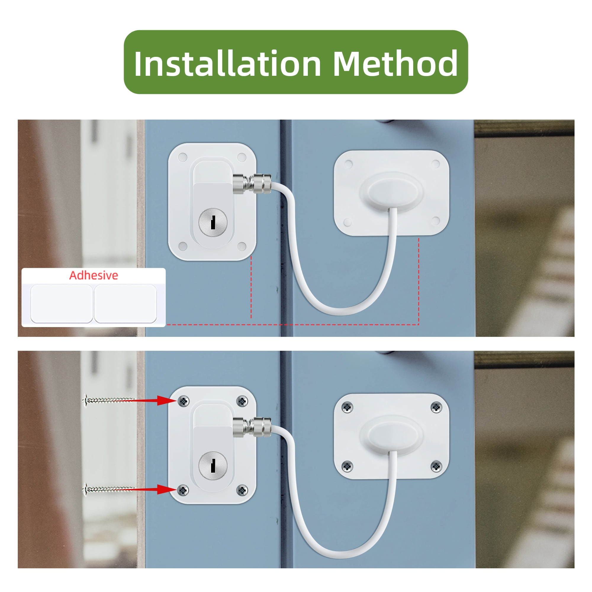 Baby Proofing, Refrigerator lock, Baby Safety Locks for Cabinets, Cabinet Locks for Babies, No Drilling Child Safety Cabinet Locks for Latching to Drawer Door Fridge Oven Toilet Seat White - Image 8