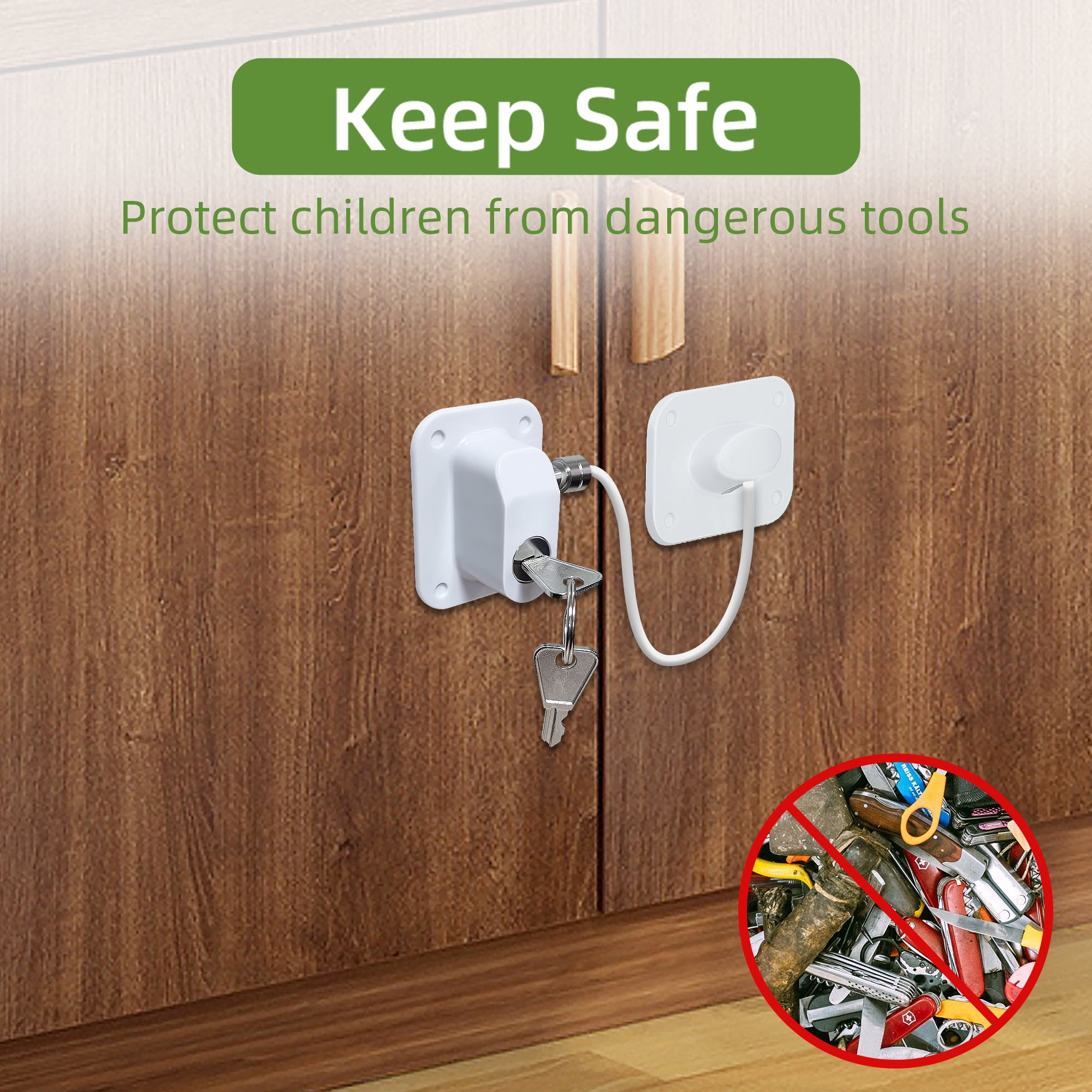 Baby Proofing, Refrigerator lock, Baby Safety Locks for Cabinets, Cabinet Locks for Babies, No Drilling Child Safety Cabinet Locks for Latching to Drawer Door Fridge Oven Toilet Seat White - Image 2