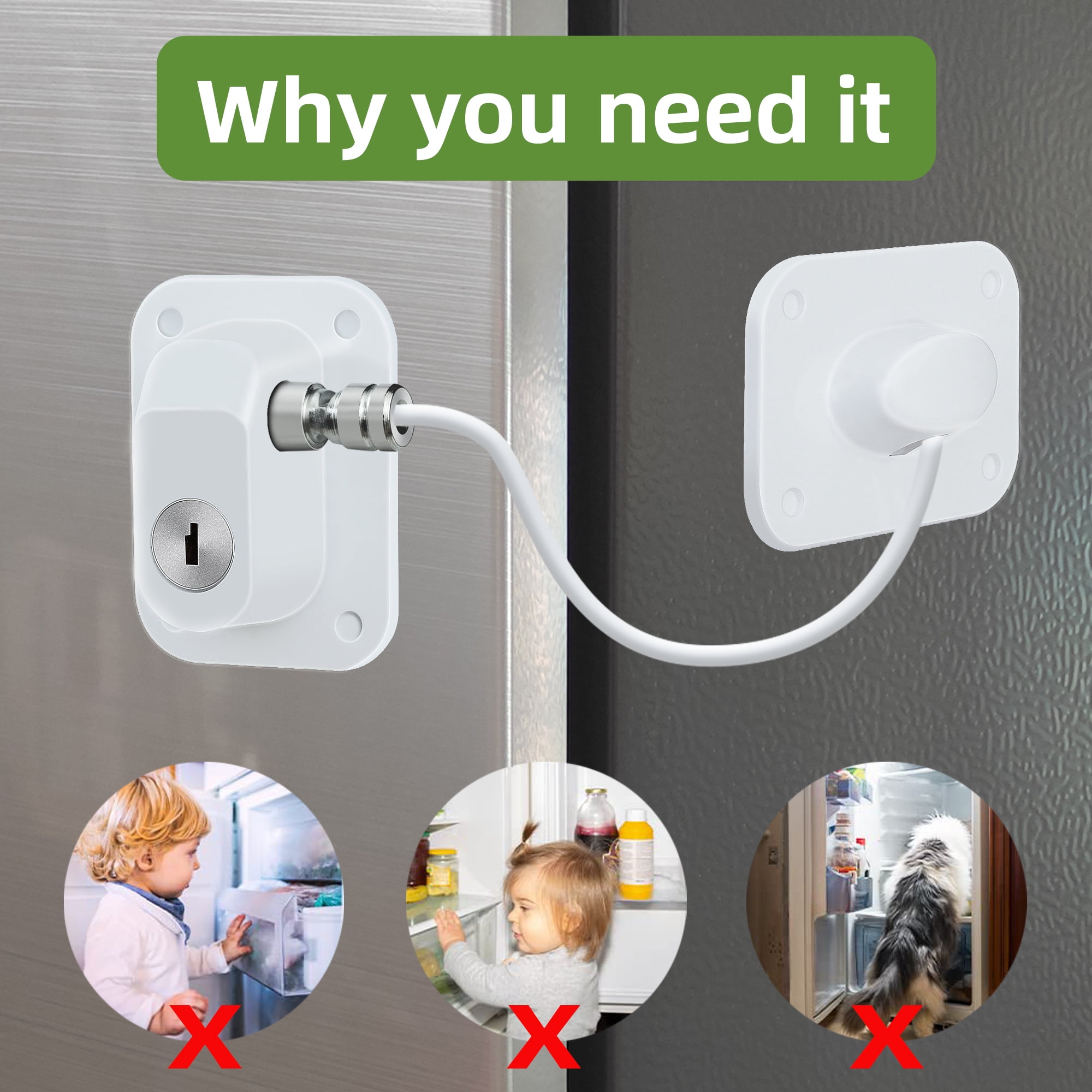 Baby Proofing, Refrigerator lock, Baby Safety Locks for Cabinets, Cabinet Locks for Babies, No Drilling Child Safety Cabinet Locks for Latching to Drawer Door Fridge Oven Toilet Seat White - Image 4